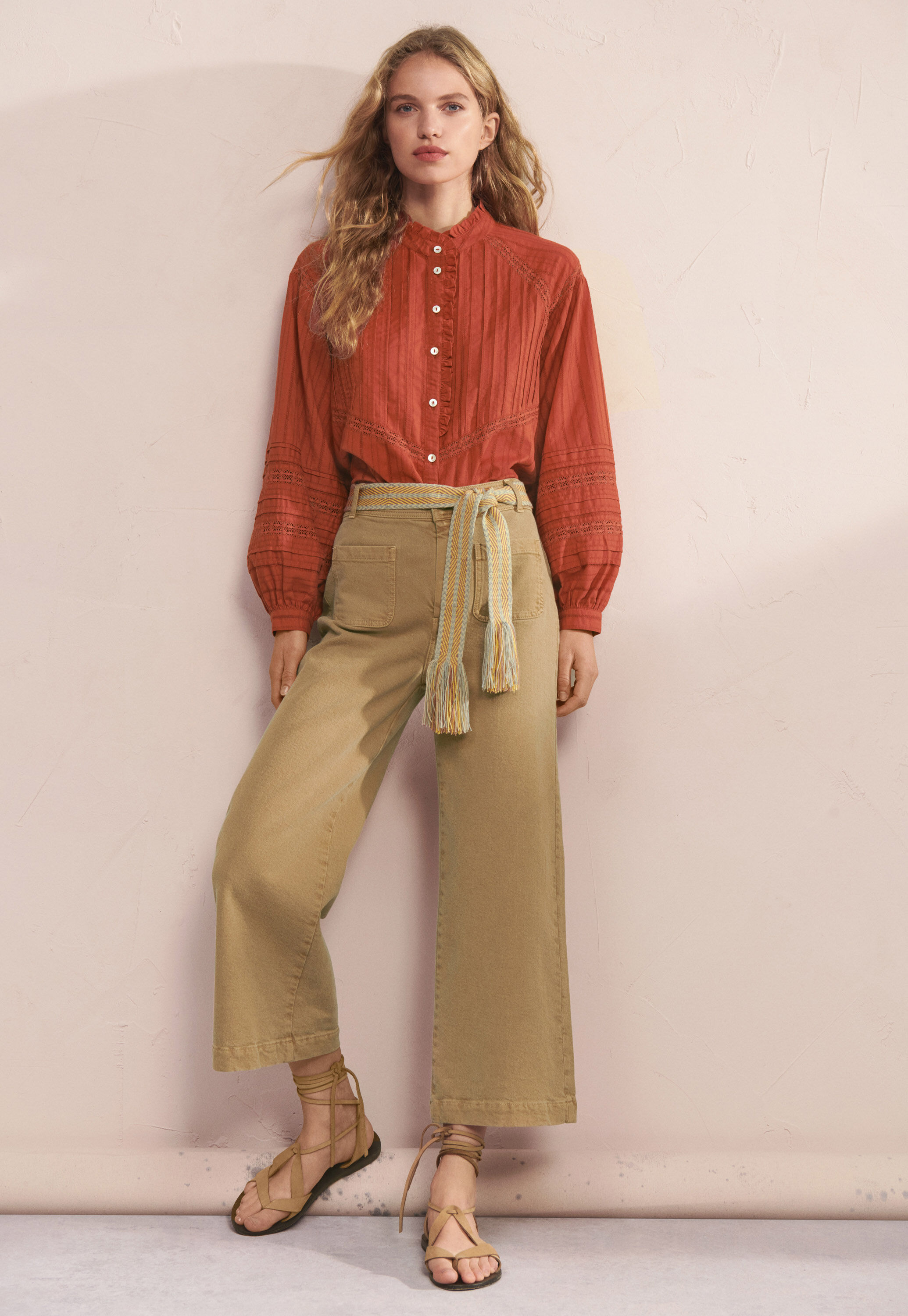 Cropped wide-leg trousers