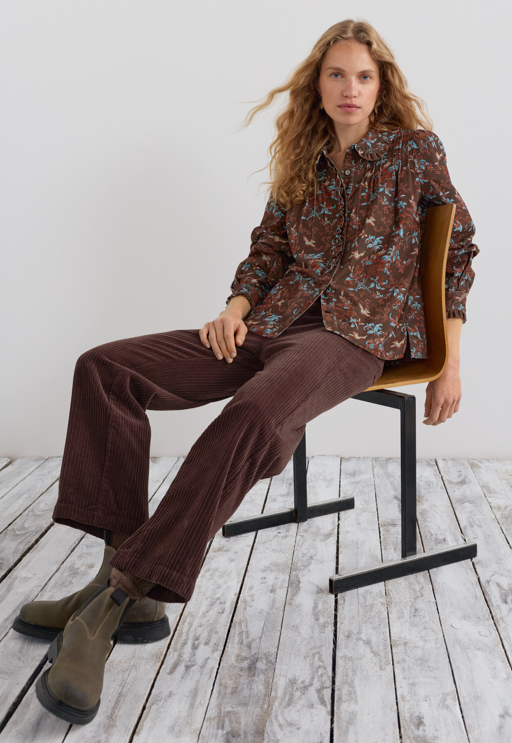Cropped cord trousers