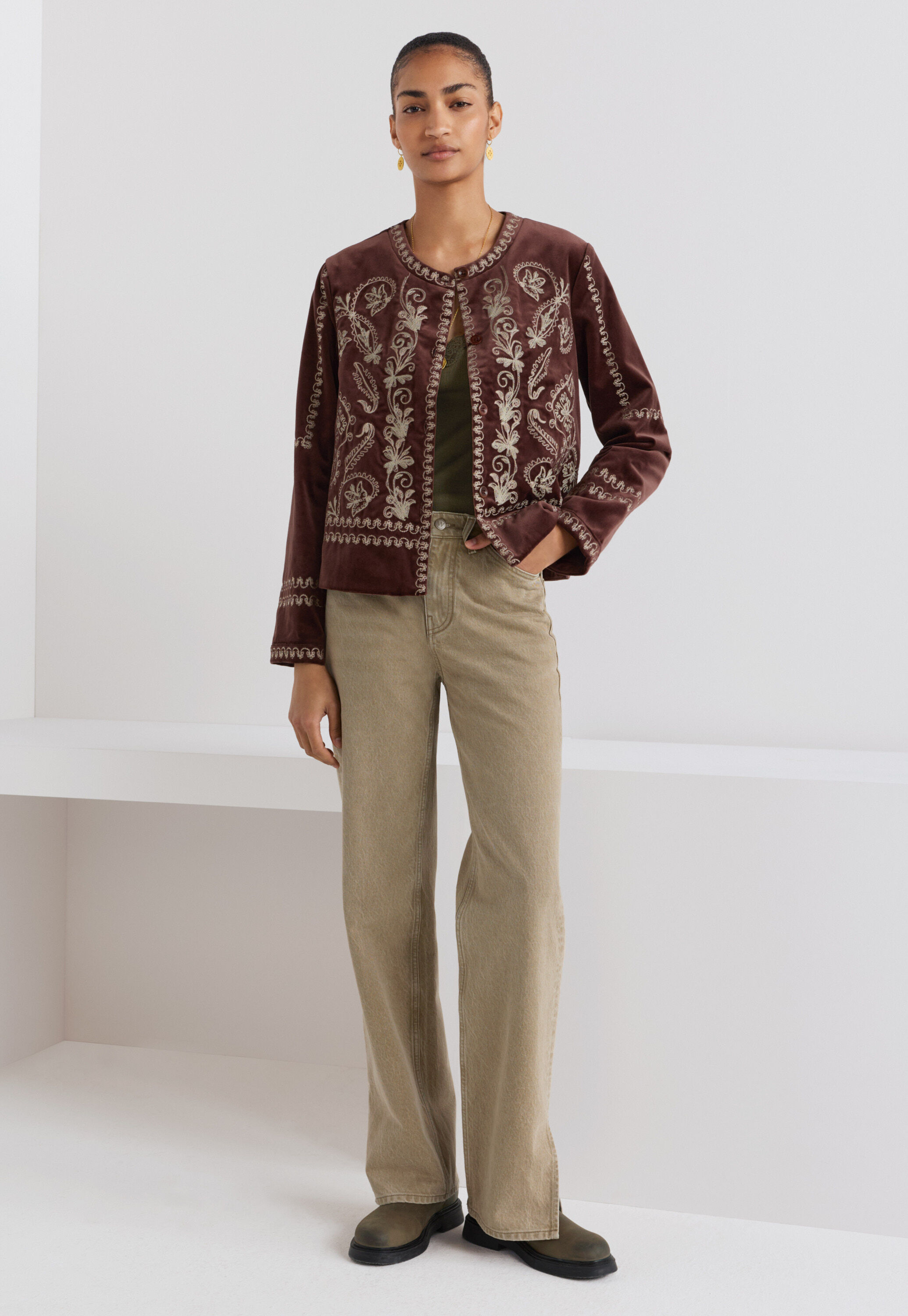 Embroidered velvet jacket