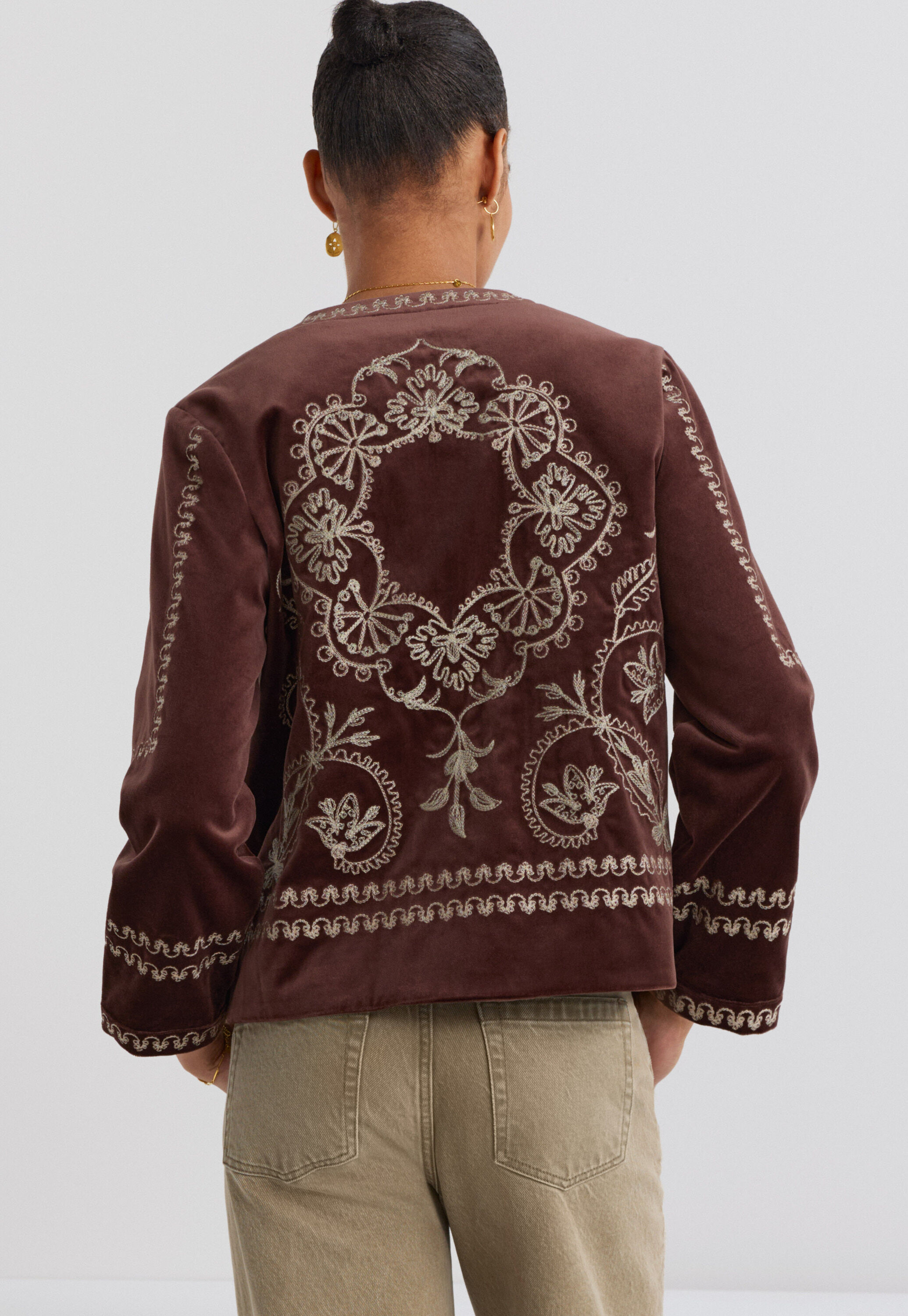 Embroidered velvet jacket