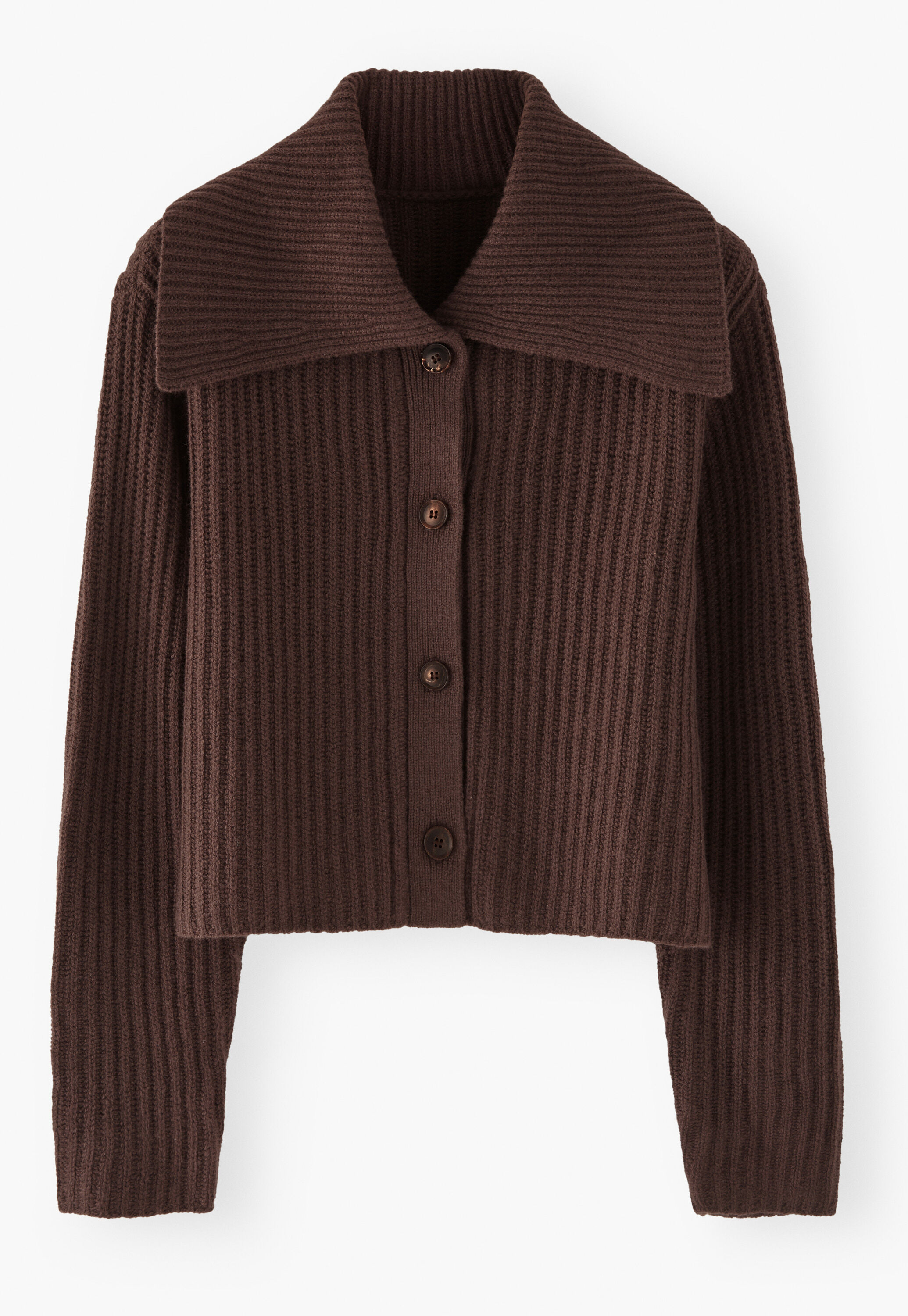 Rib-stitch collared cardigan
