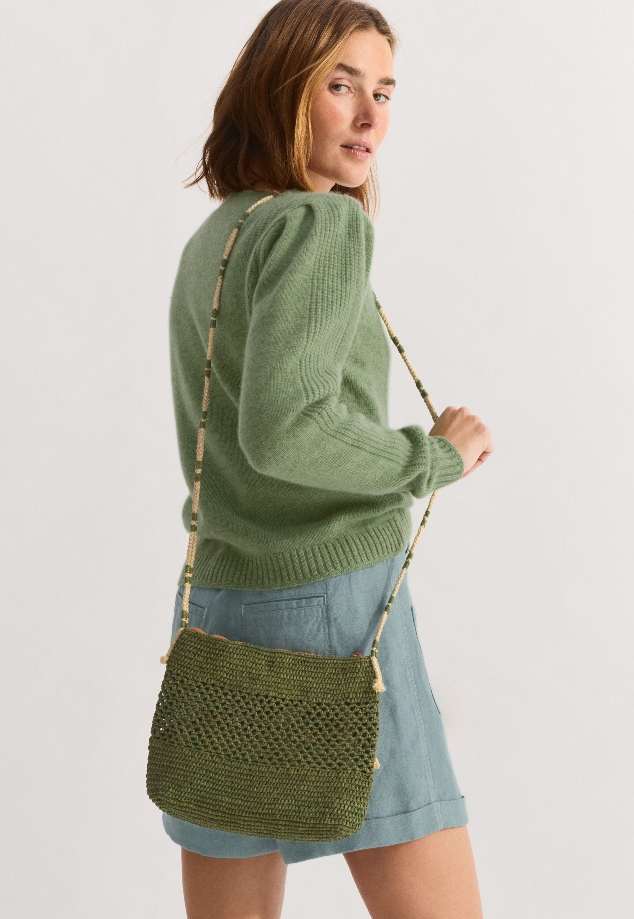 Crochet cross-body bag
