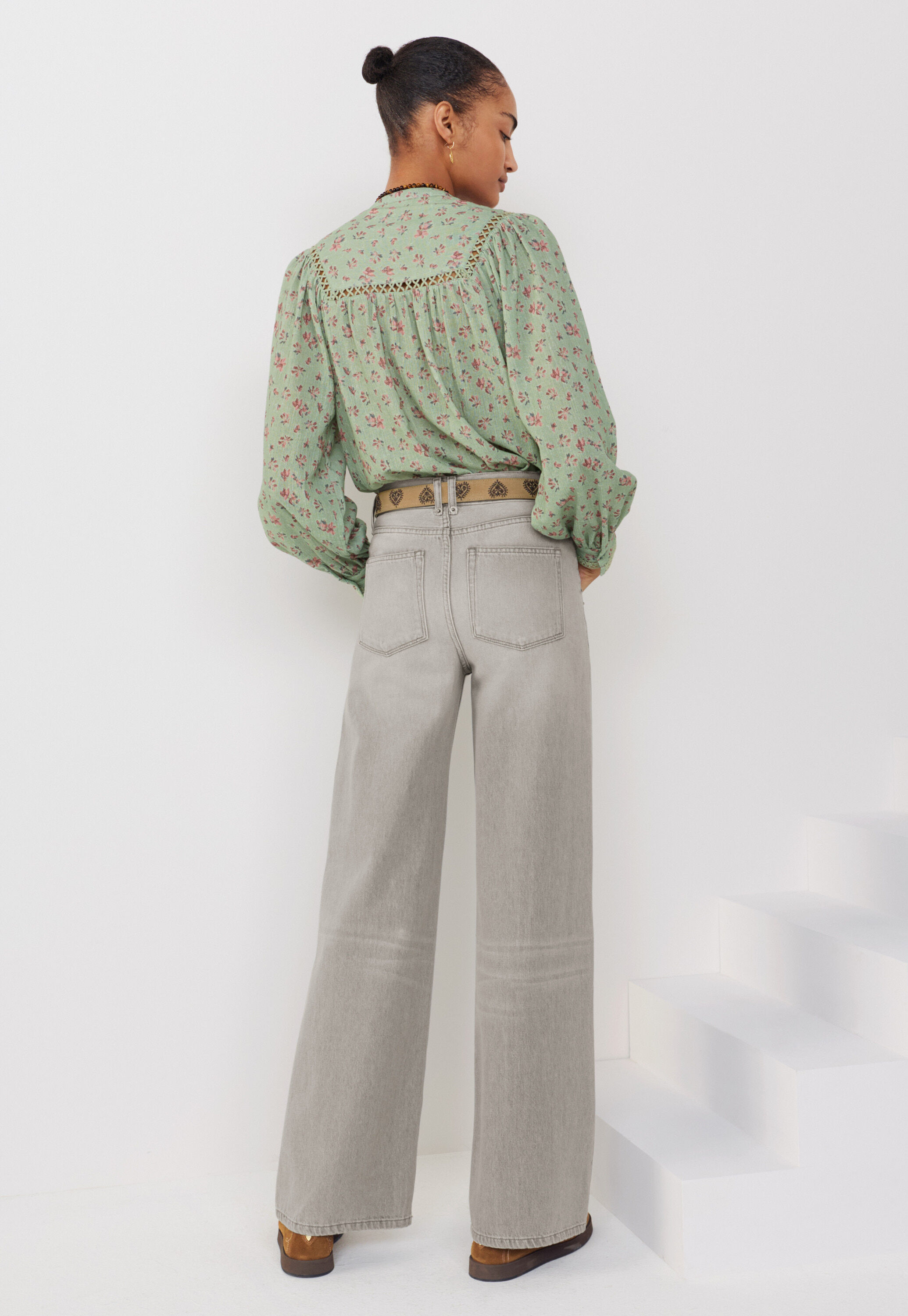 Printed gauze blouse