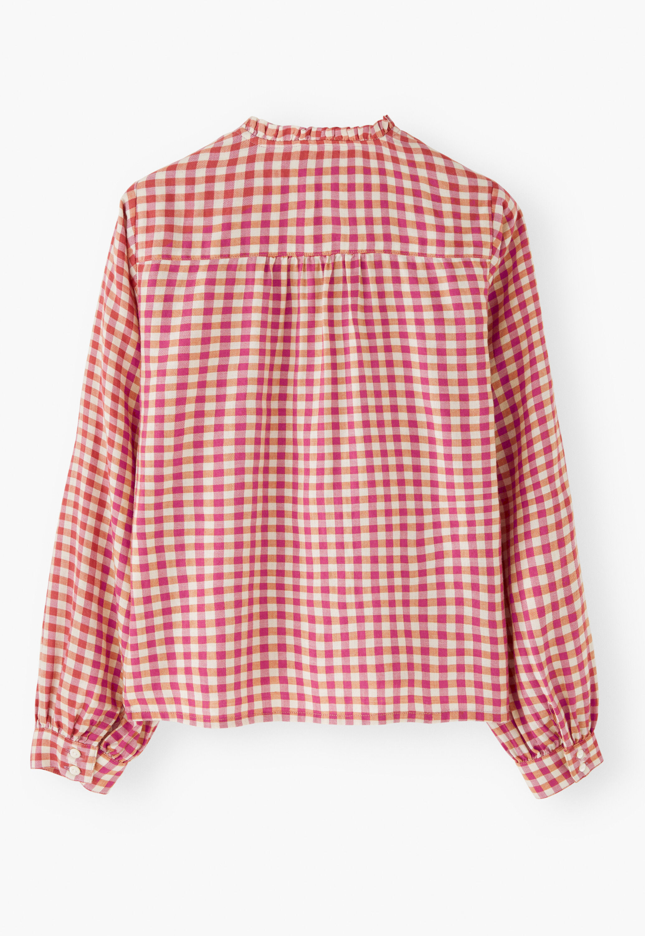 Frill gingham blouse