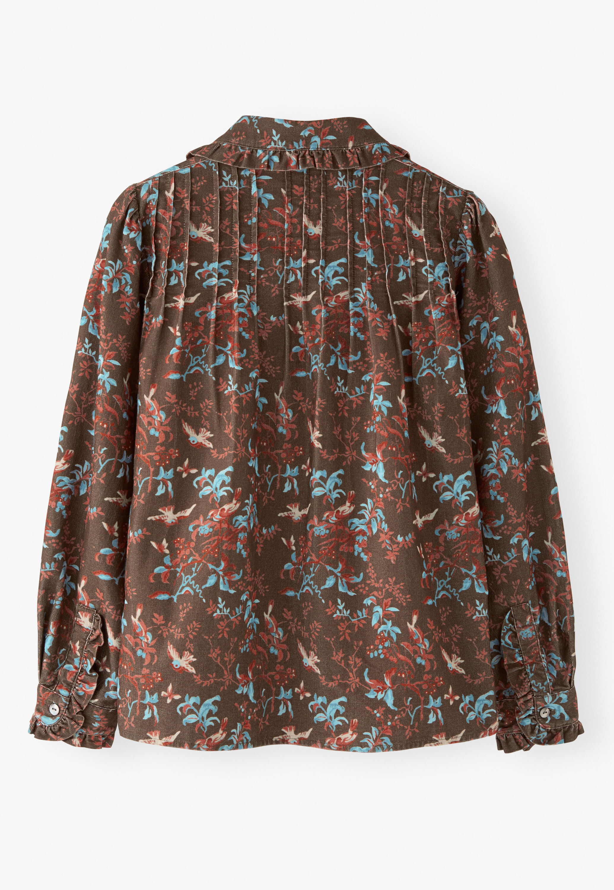 Printed pleated cord blouse