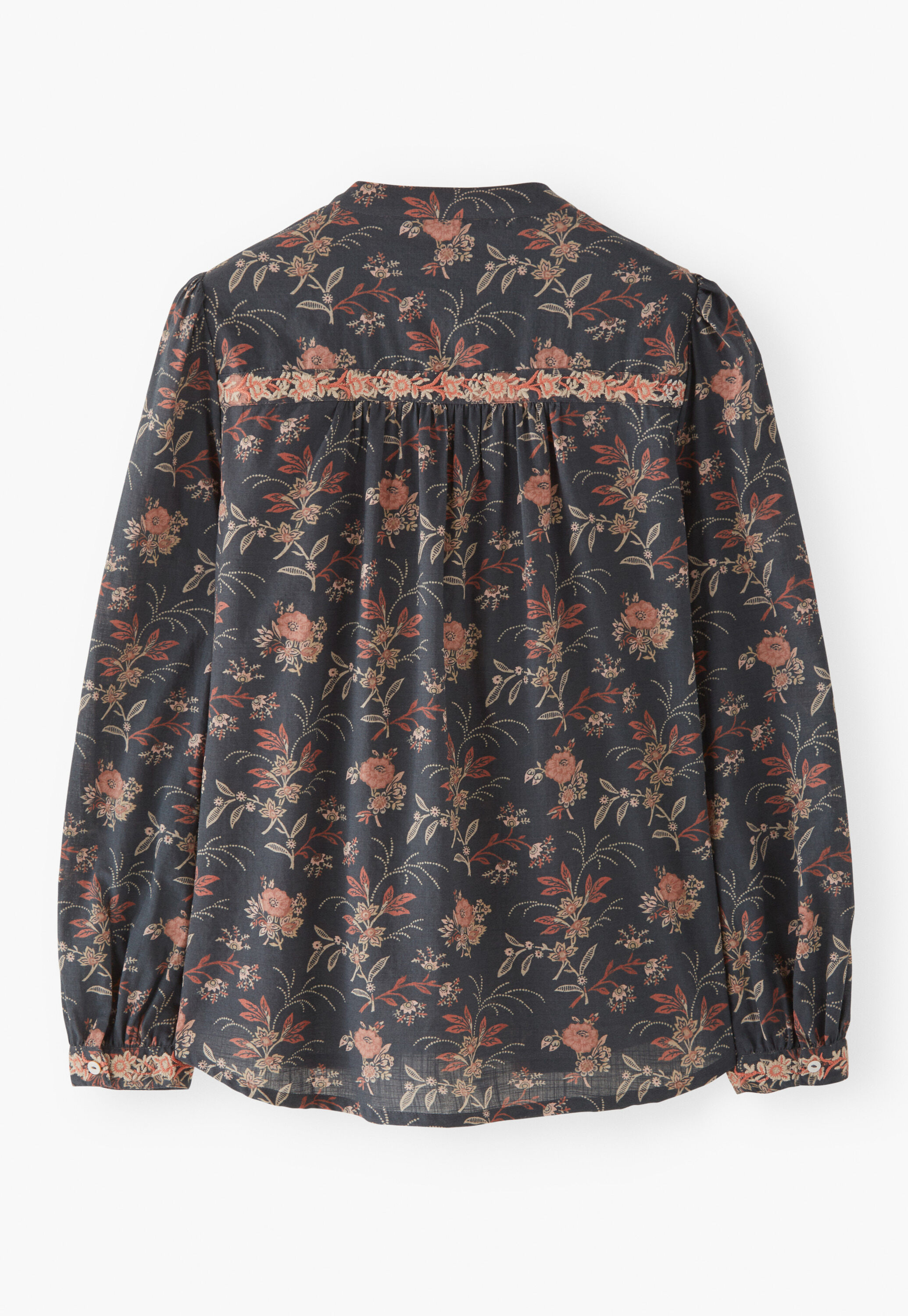 Embroidered printed blouse