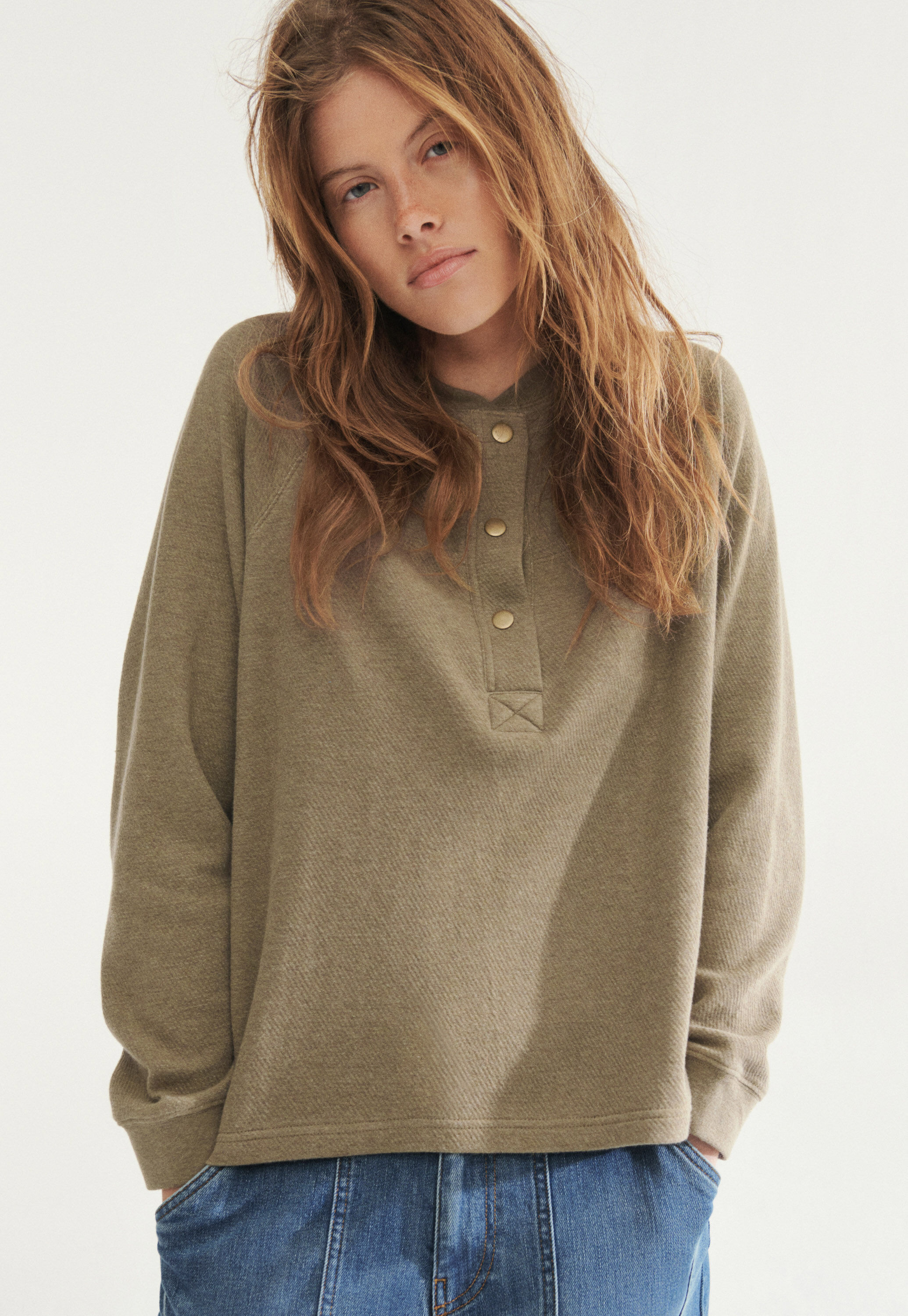 Half-placket sweatshirt