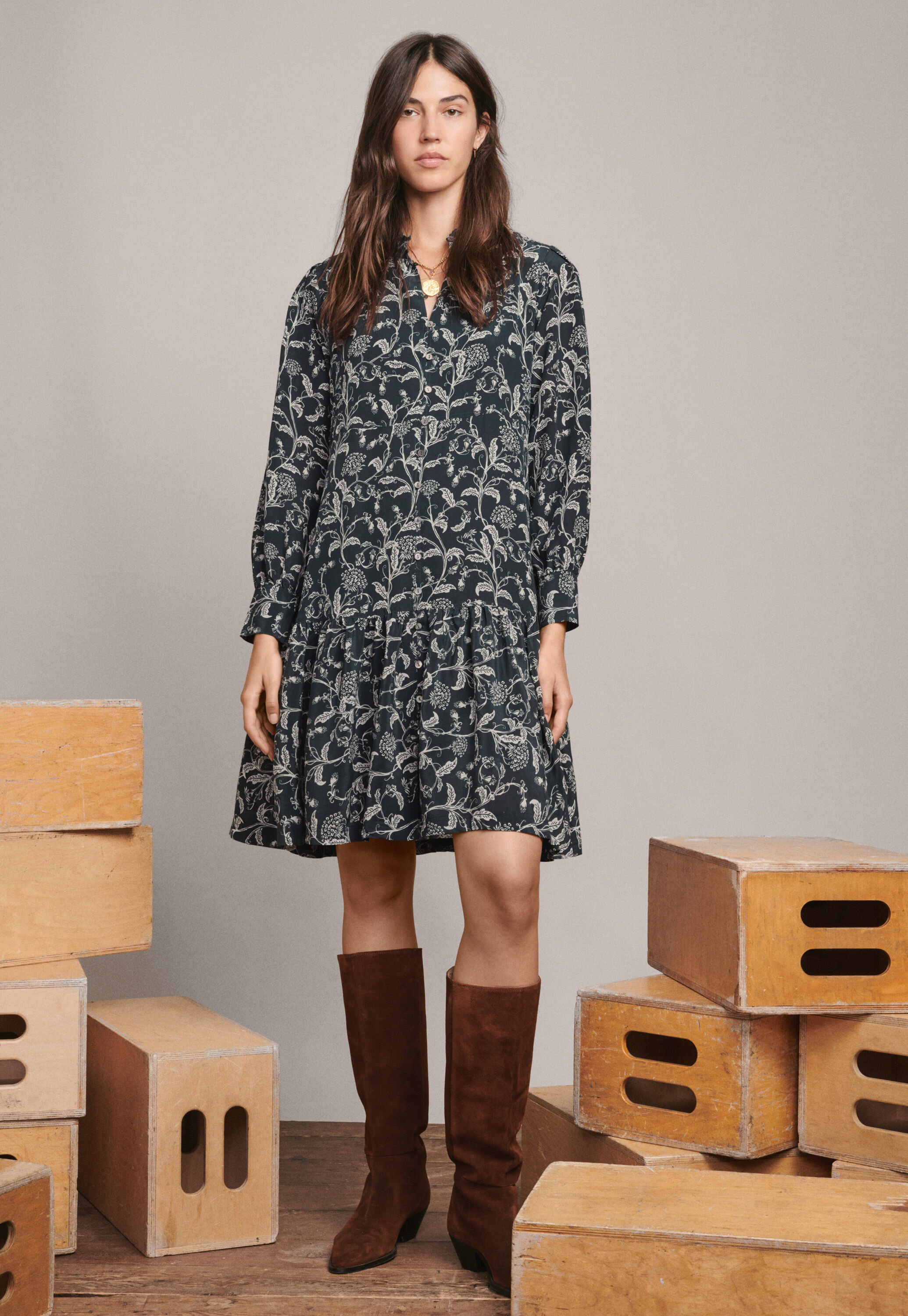 Printed tiered dress