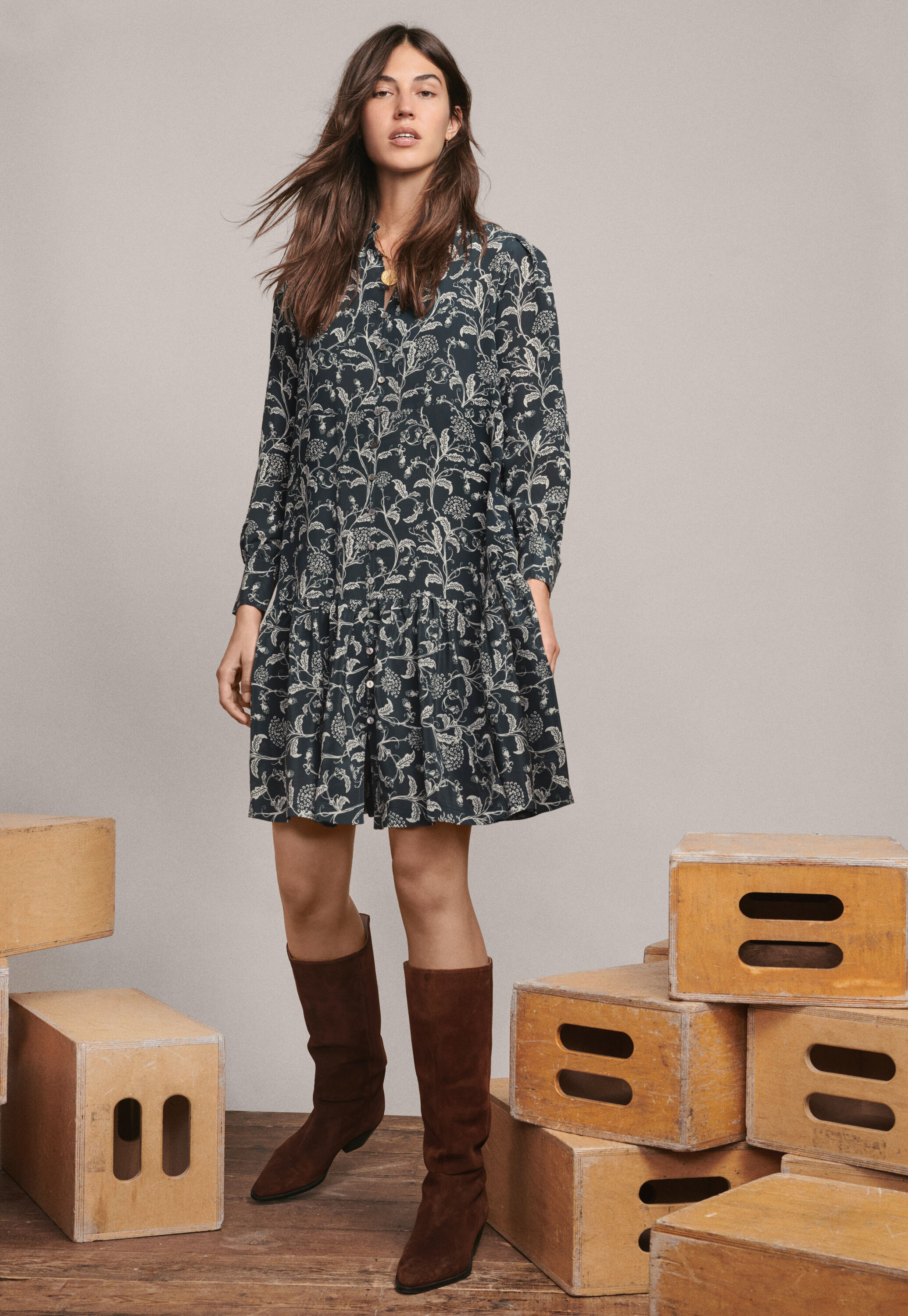 Printed tiered dress