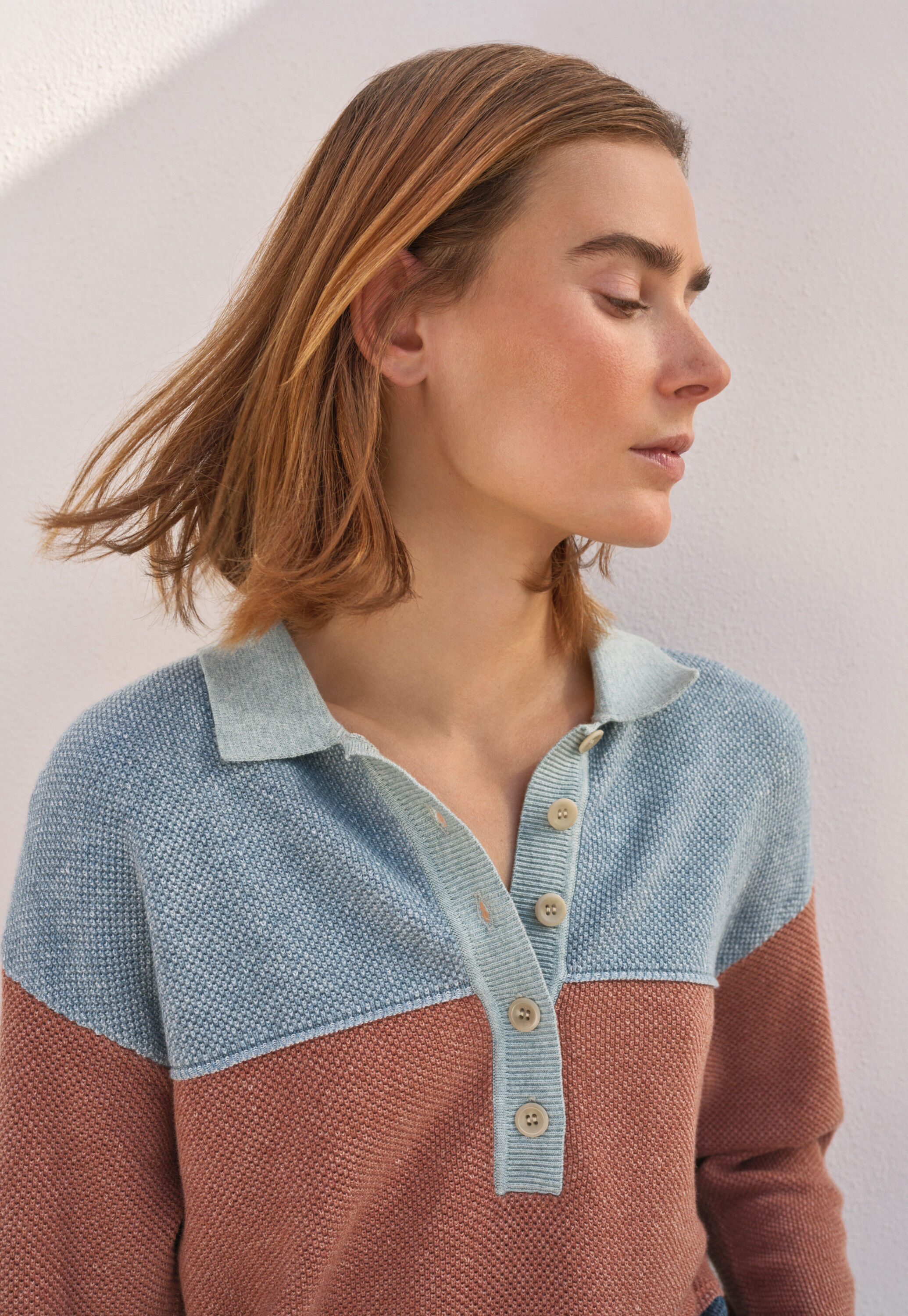 Piqu&eacute; striped rugby sweater