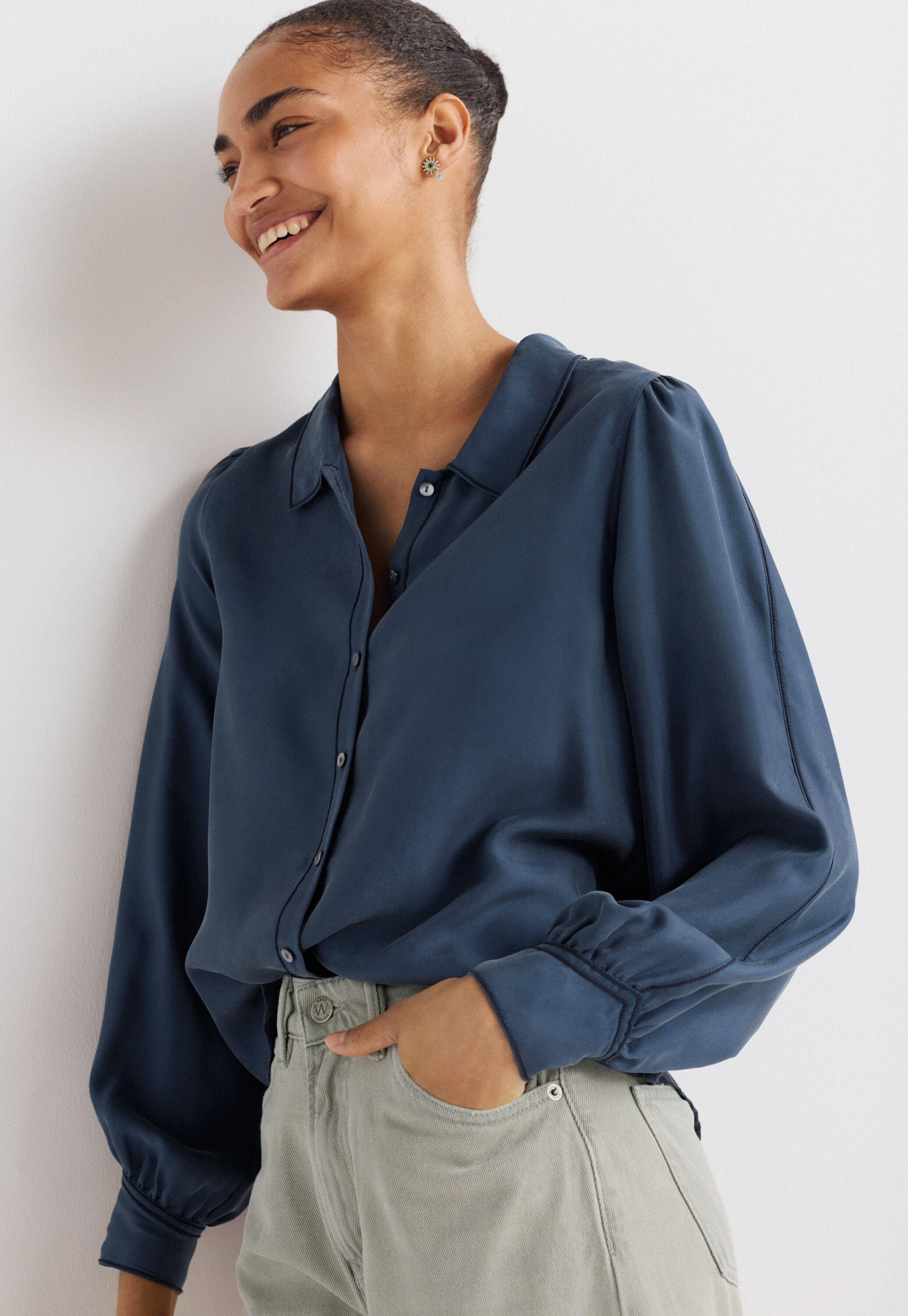 Stitch-detail blouse