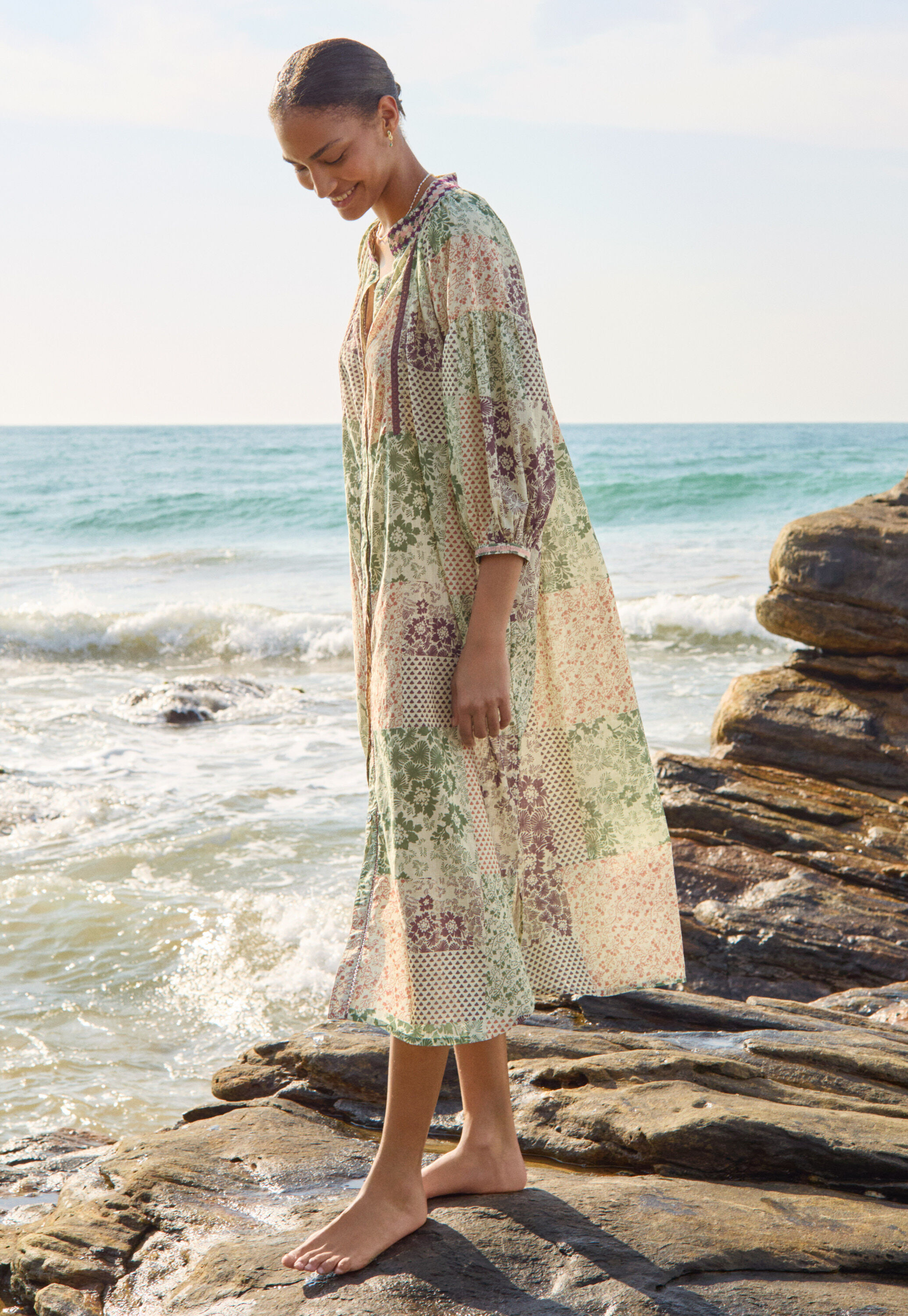 Patch print kaftan