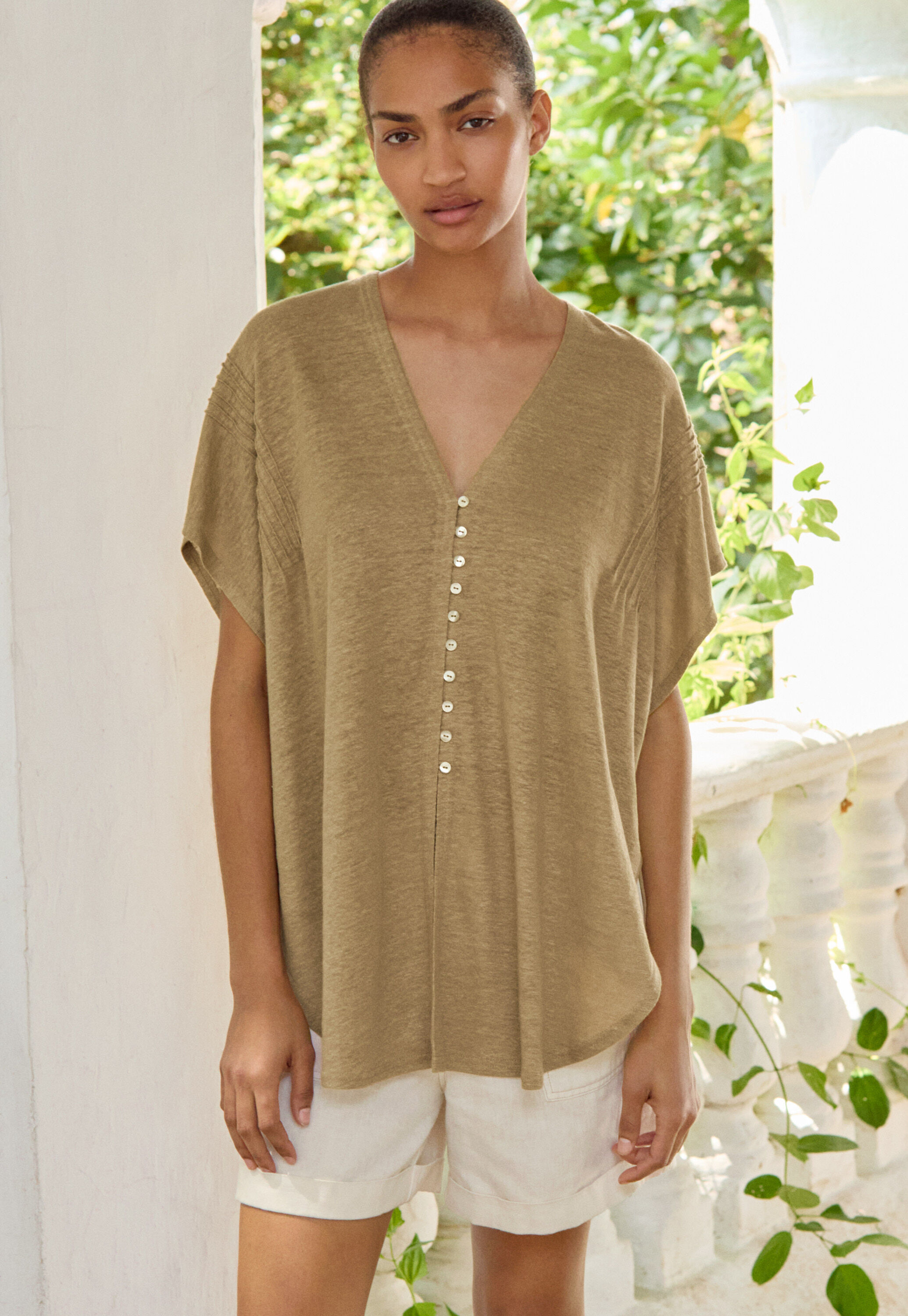Pintuck kaftan cardigan