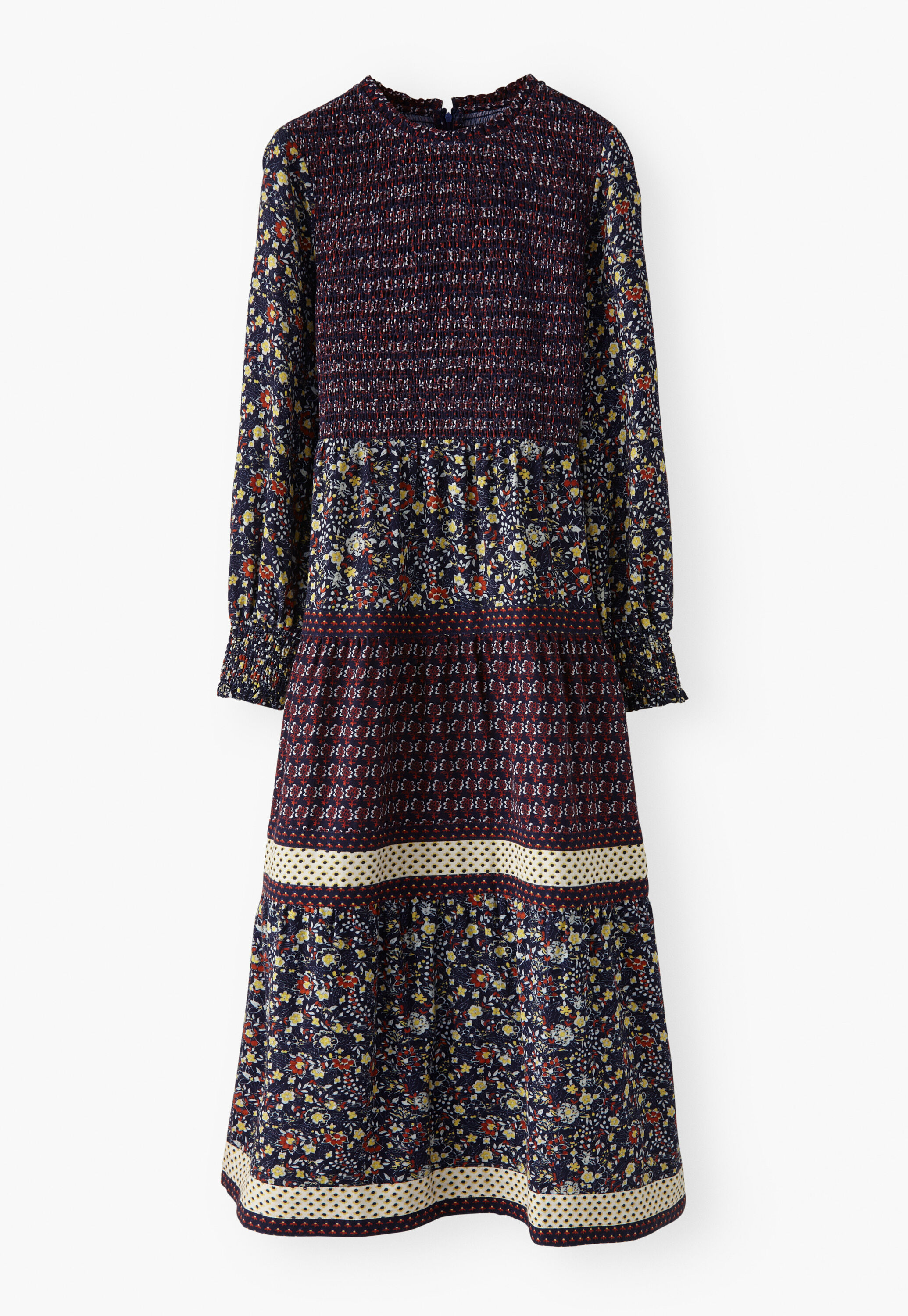 Shirring printed dress
