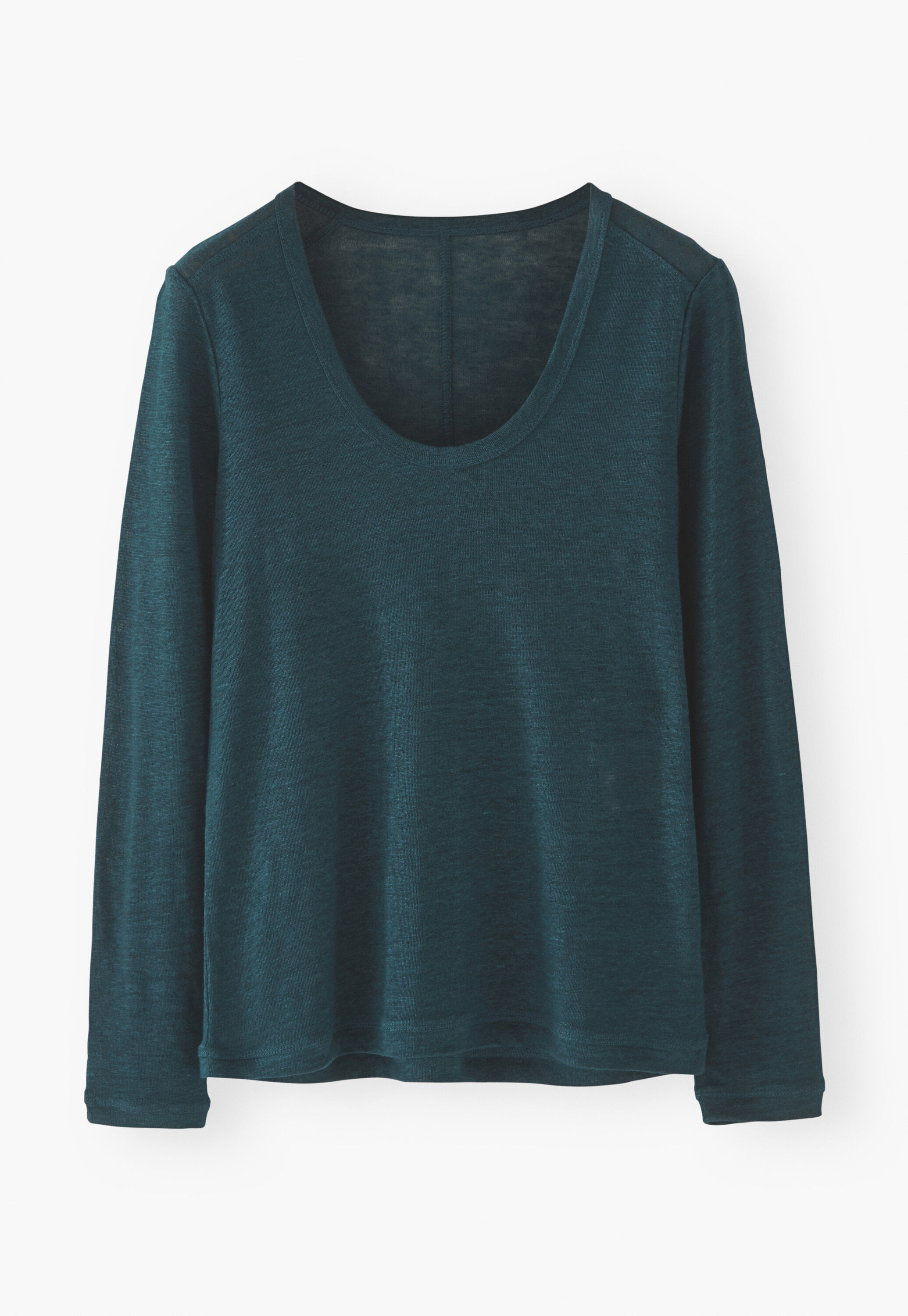 Long-sleeved scoop-neck top