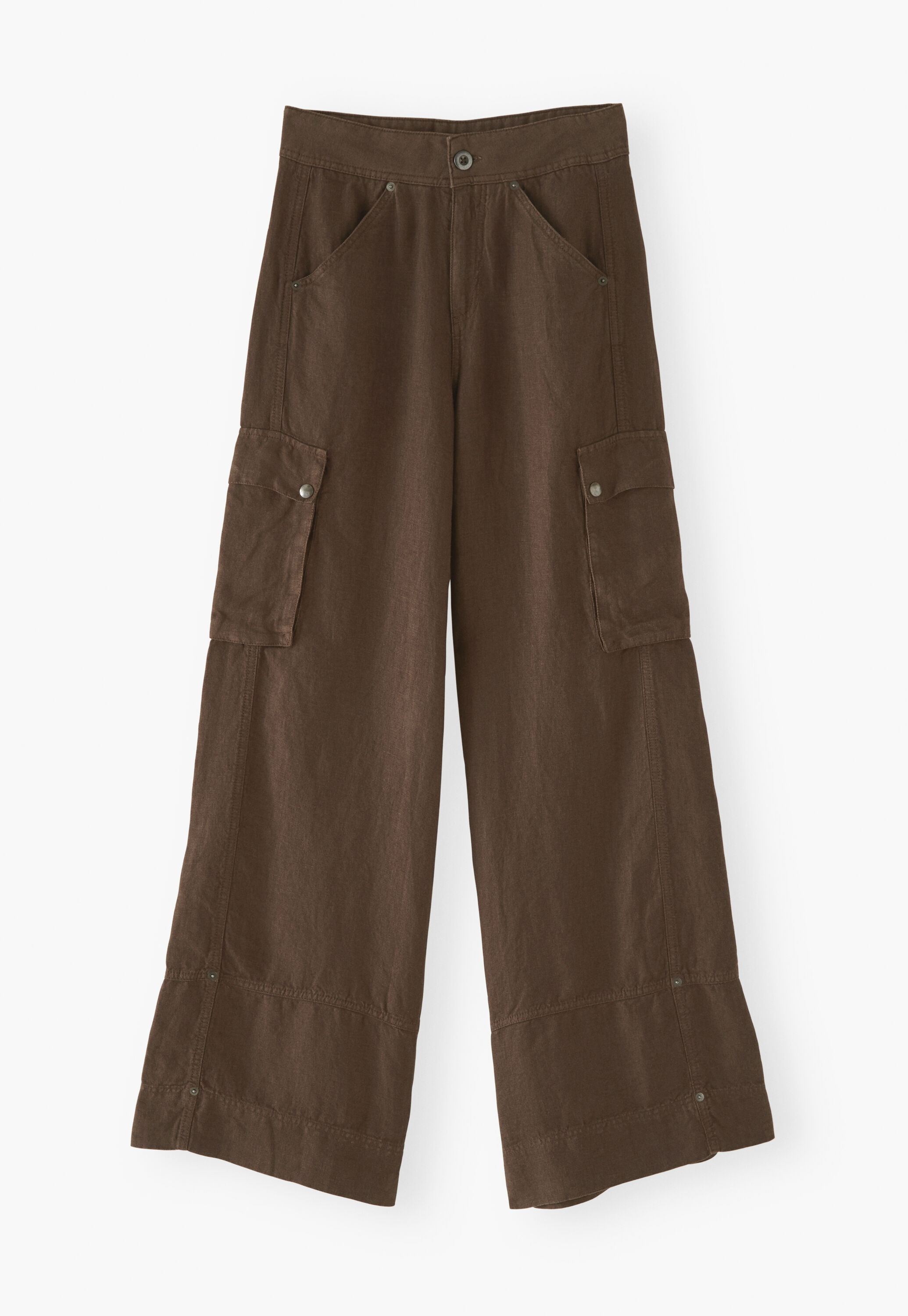 Wide-leg patch-pocket trousers