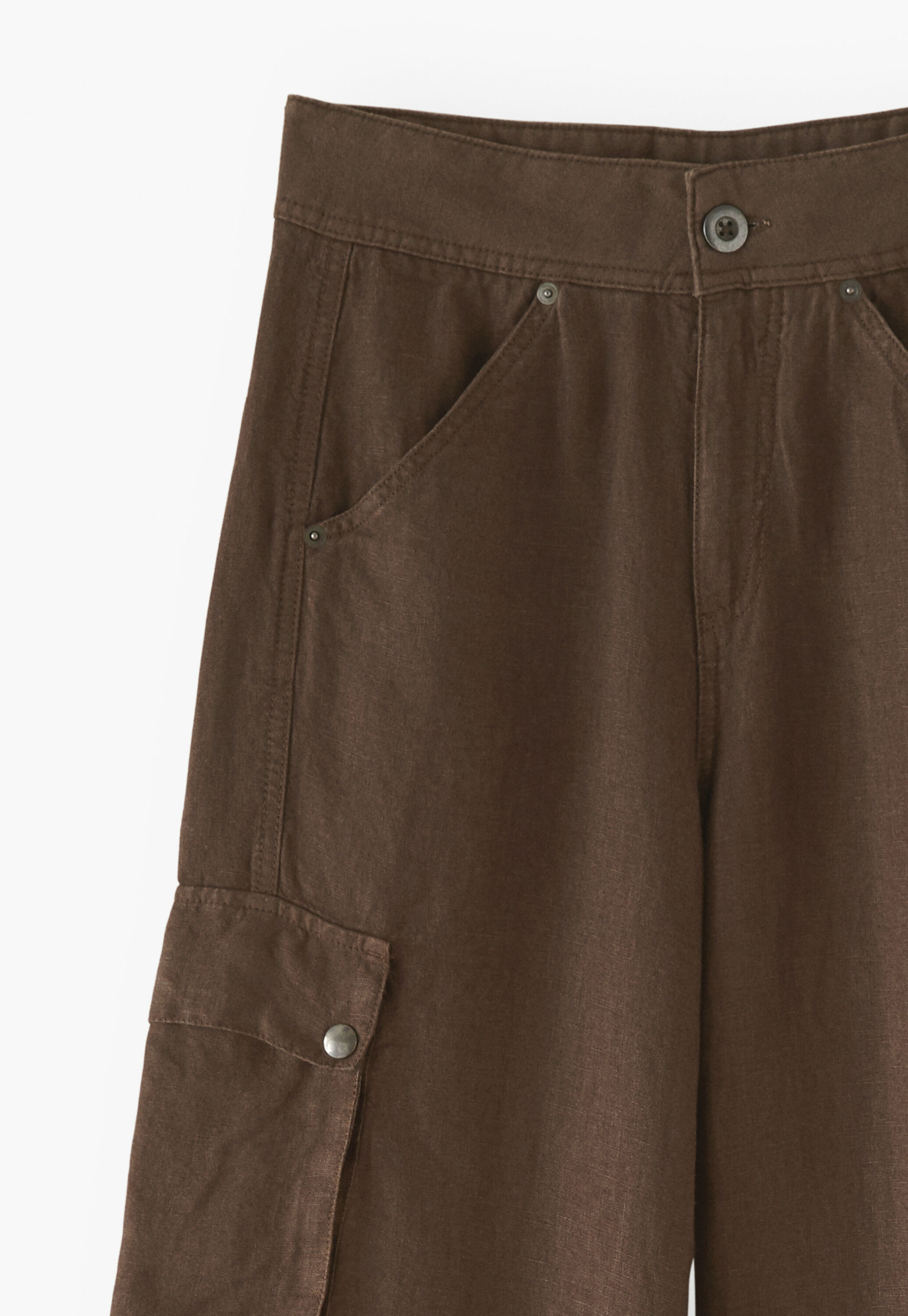 Wide-leg patch-pocket trousers