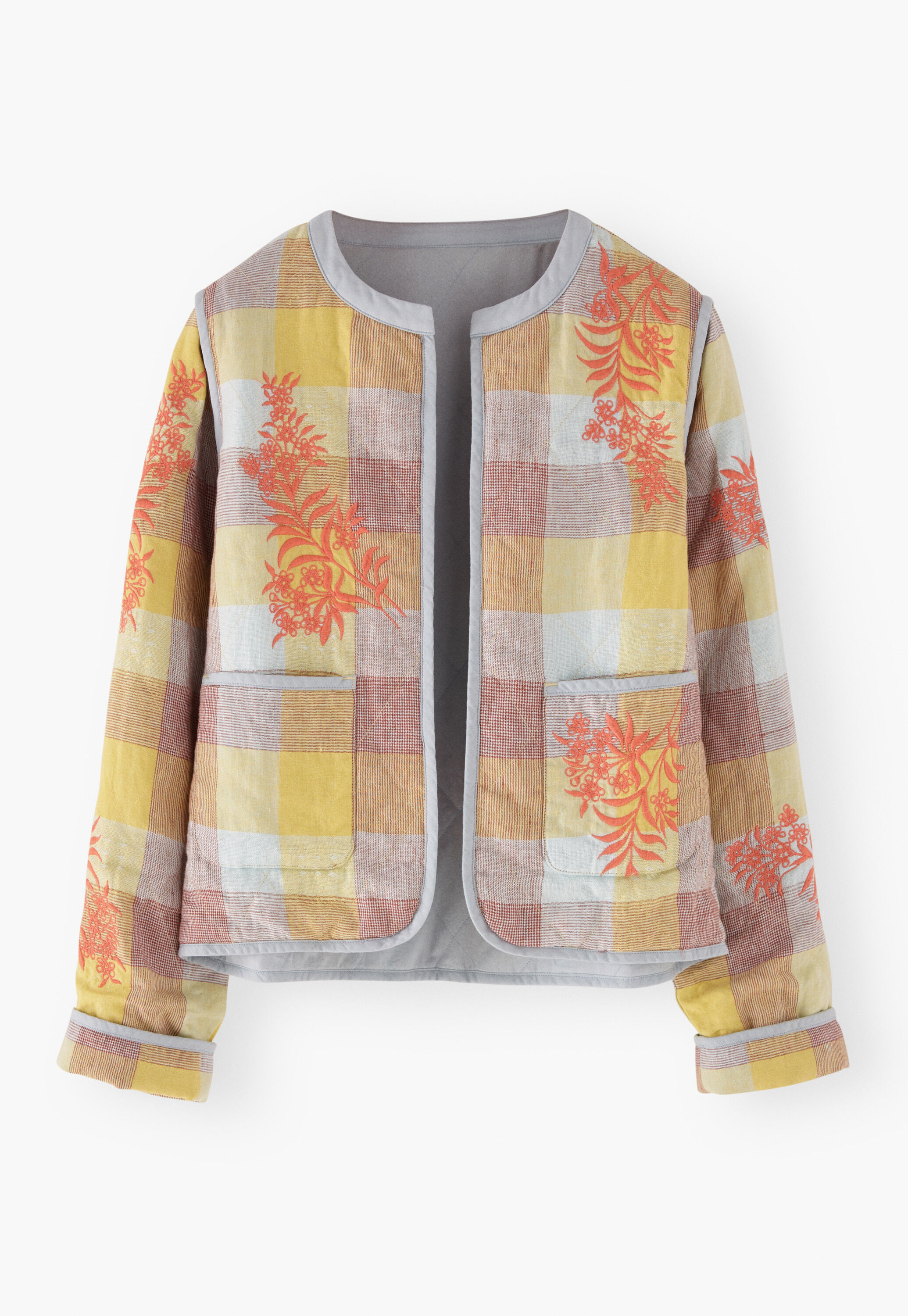Embroidered gingham jacket