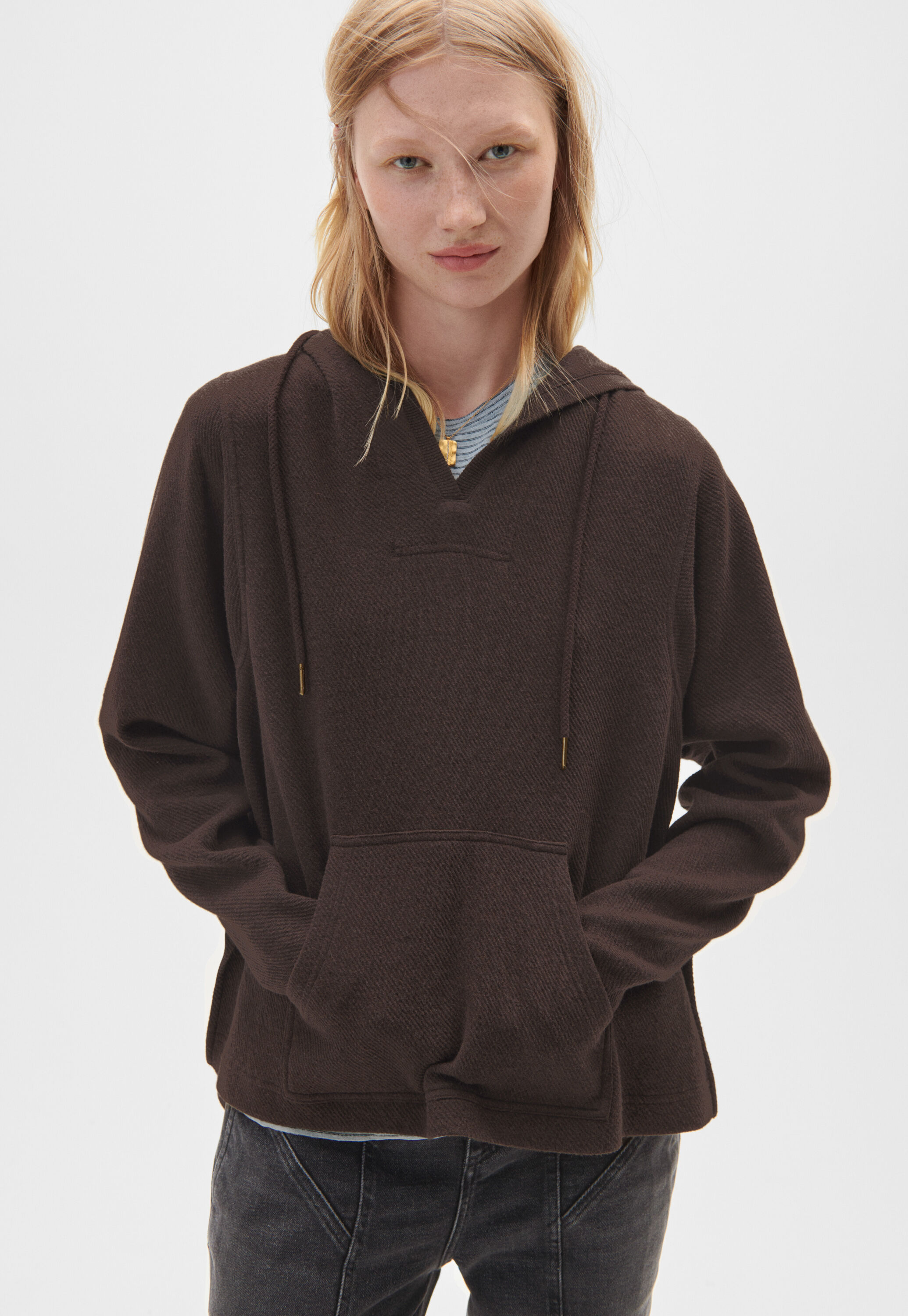 V-neck hoodie