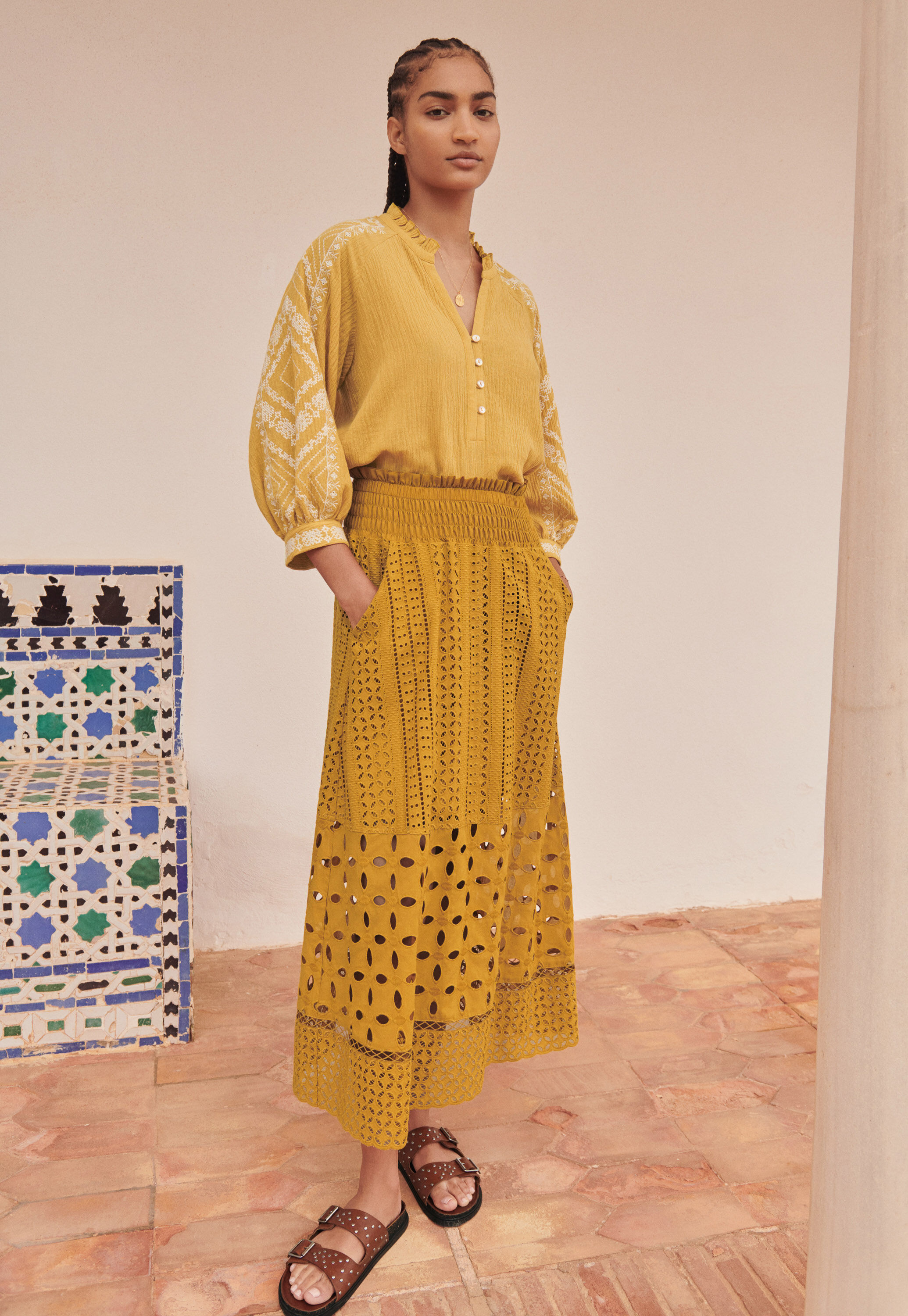 Broderie A-line skirt