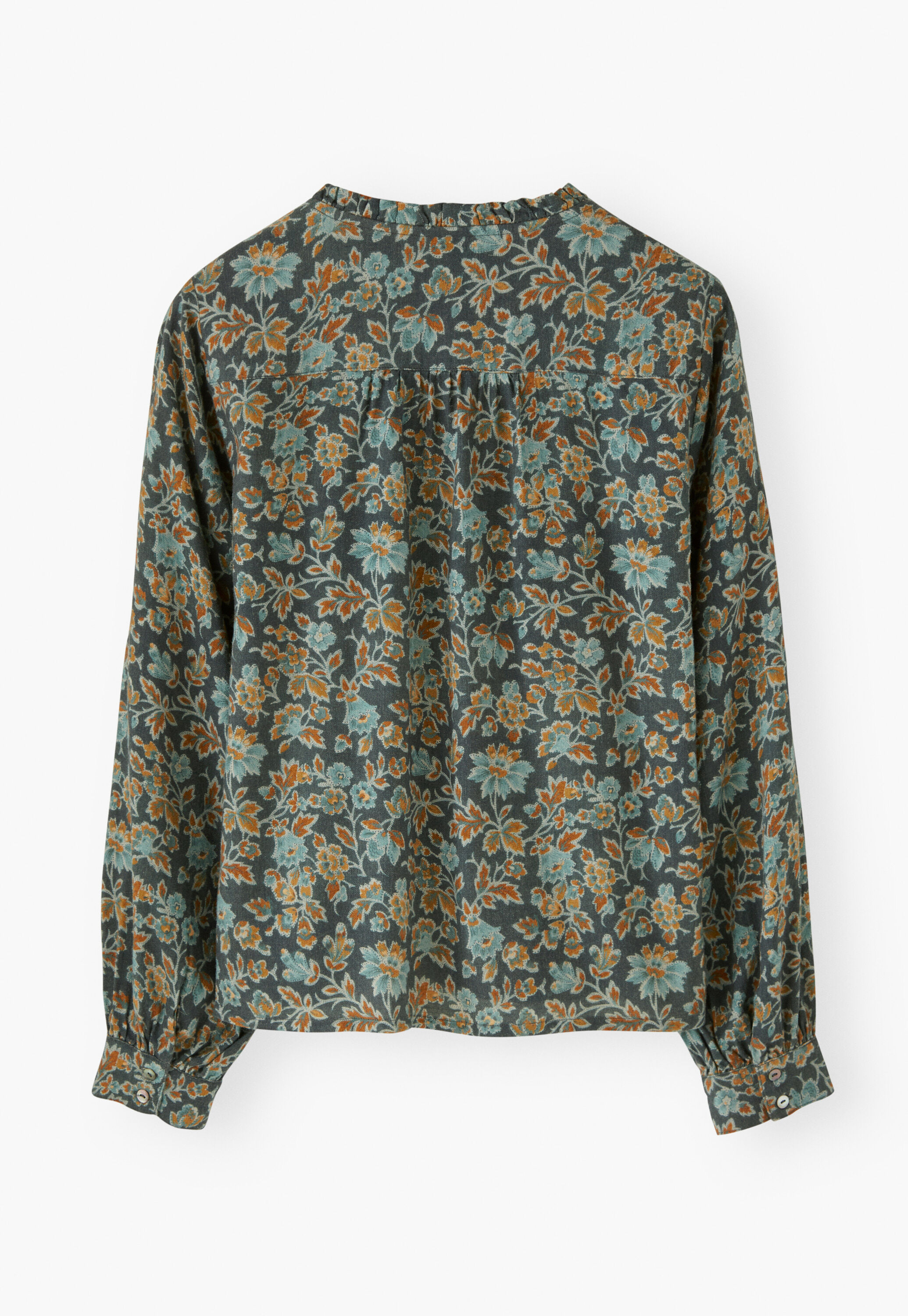 Printed frill blouse