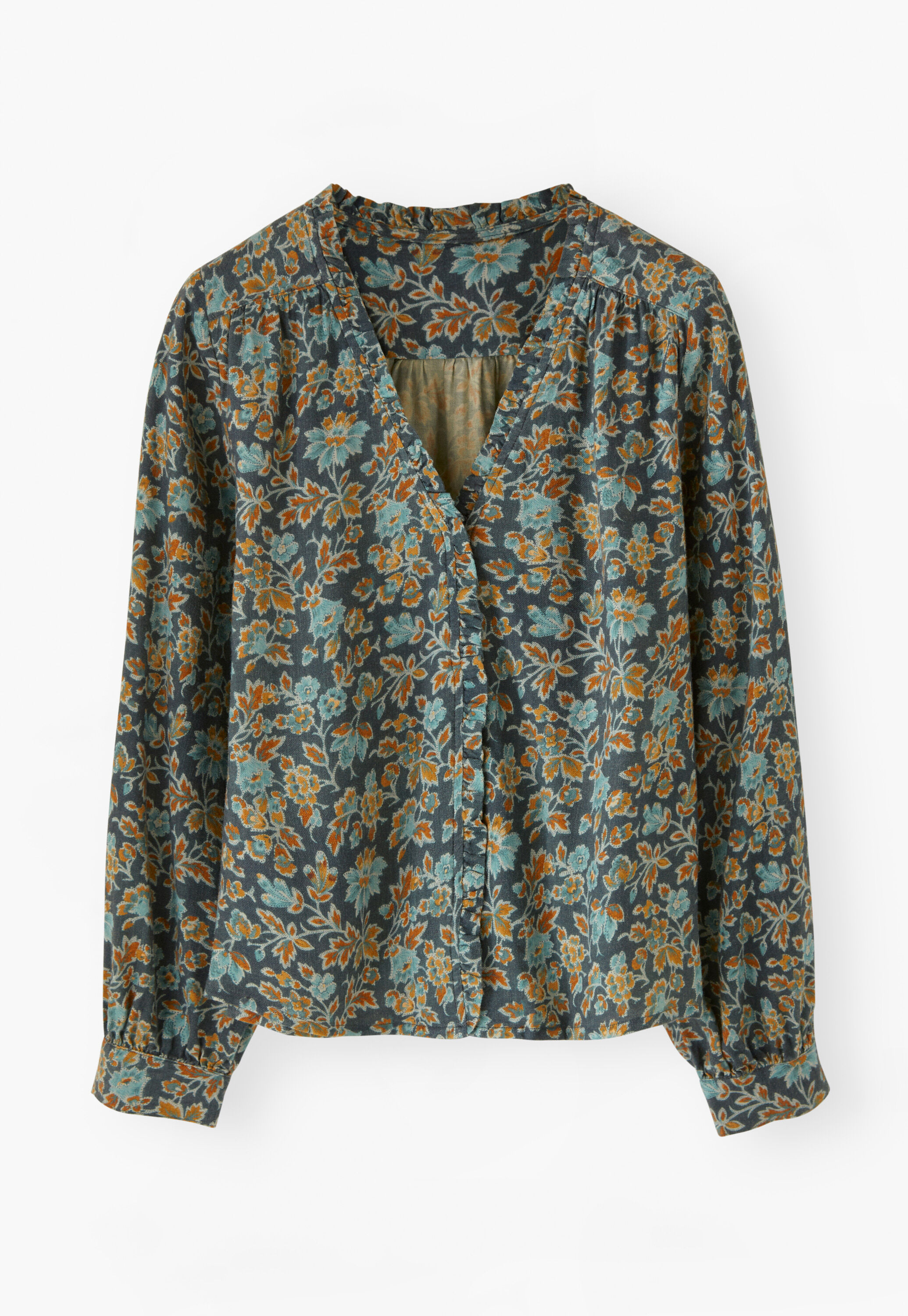 Printed frill blouse