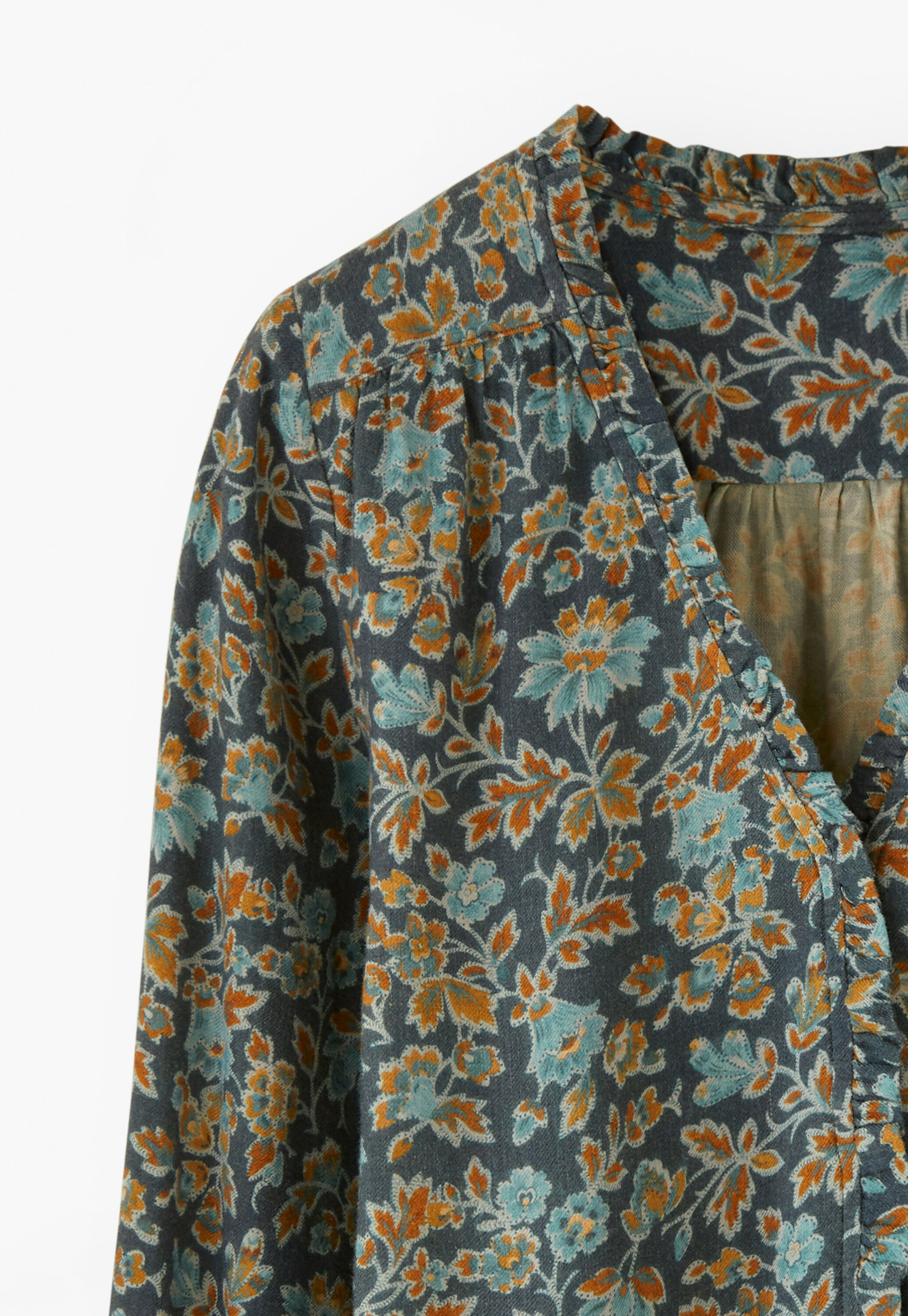 Printed frill blouse