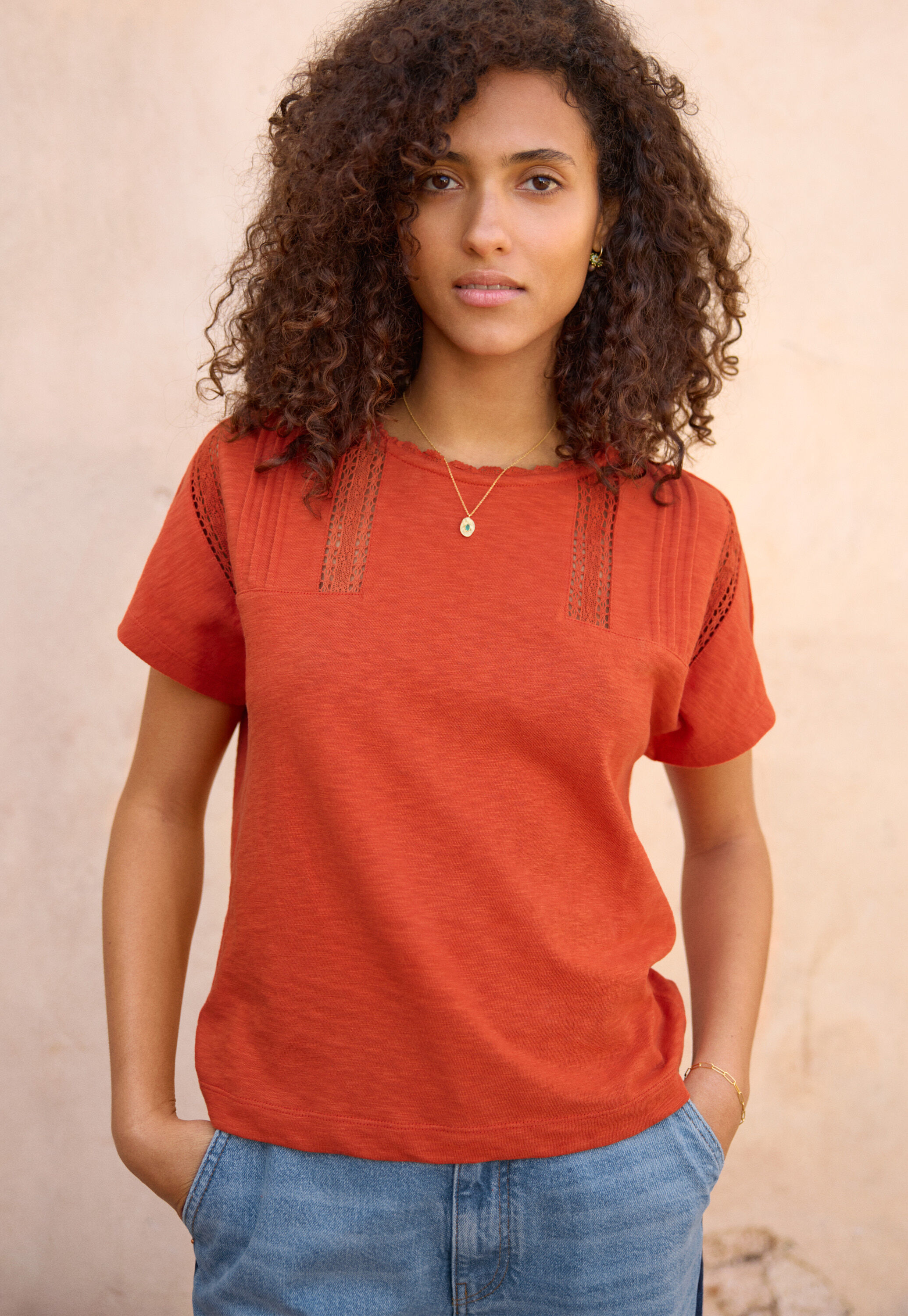 Jersey lace top