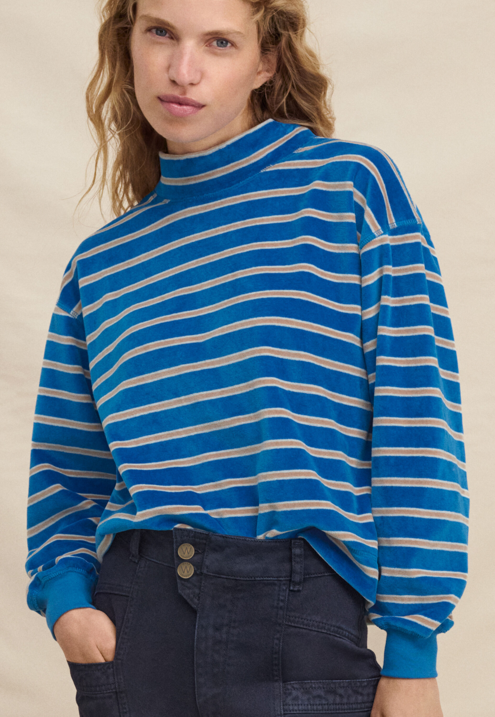 Velour striped top