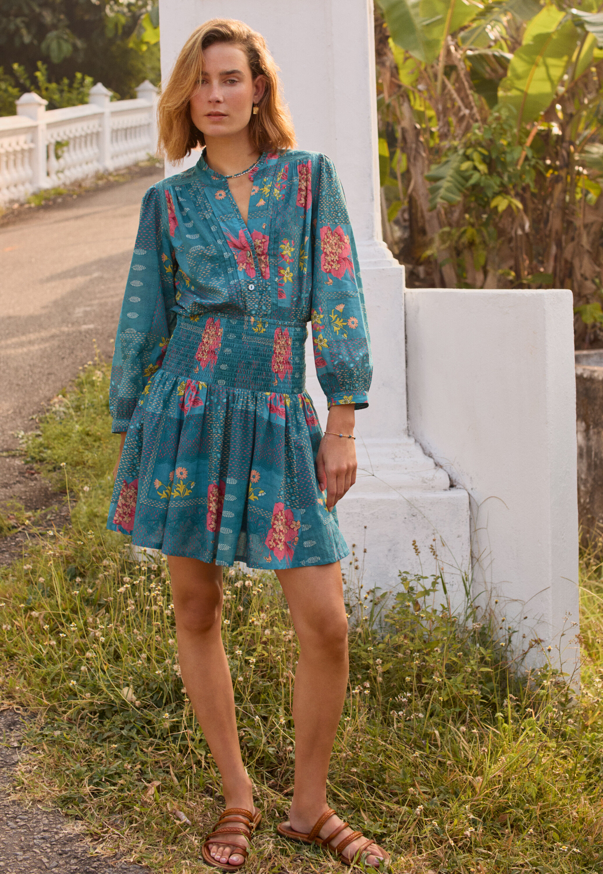 Patchwork printed skirt
