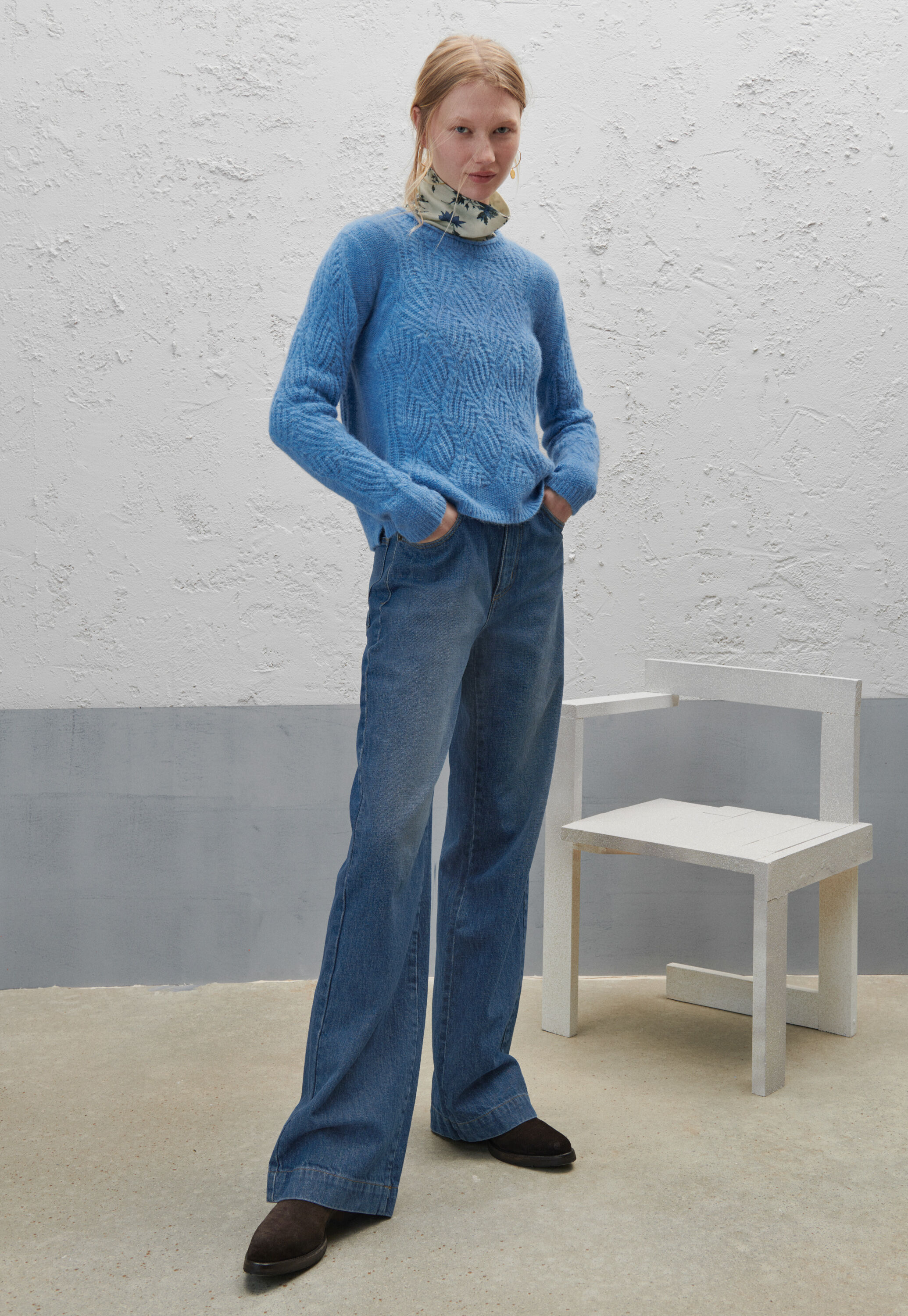 Wave-stitch sweater
