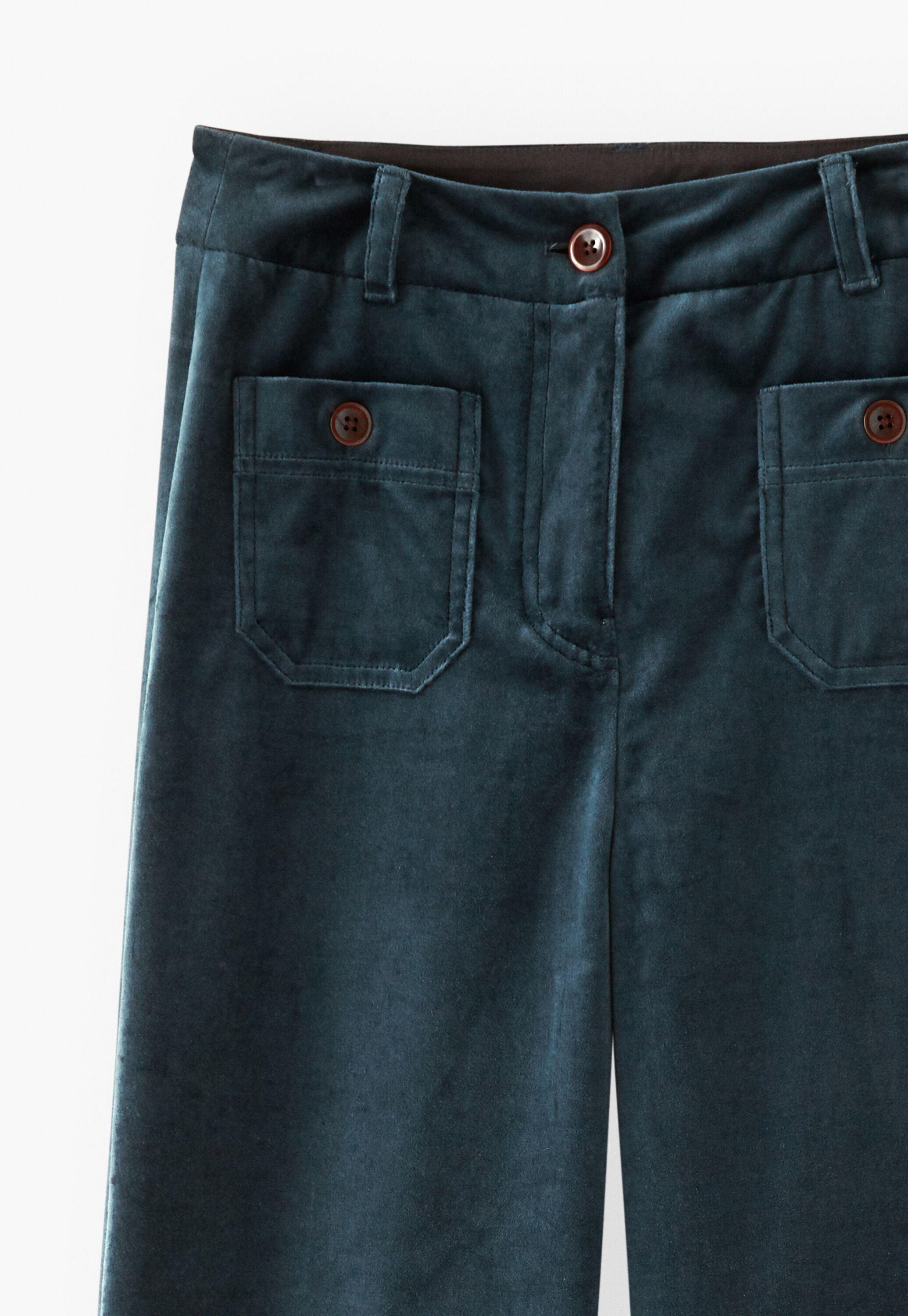 Velvet wide-leg trousers