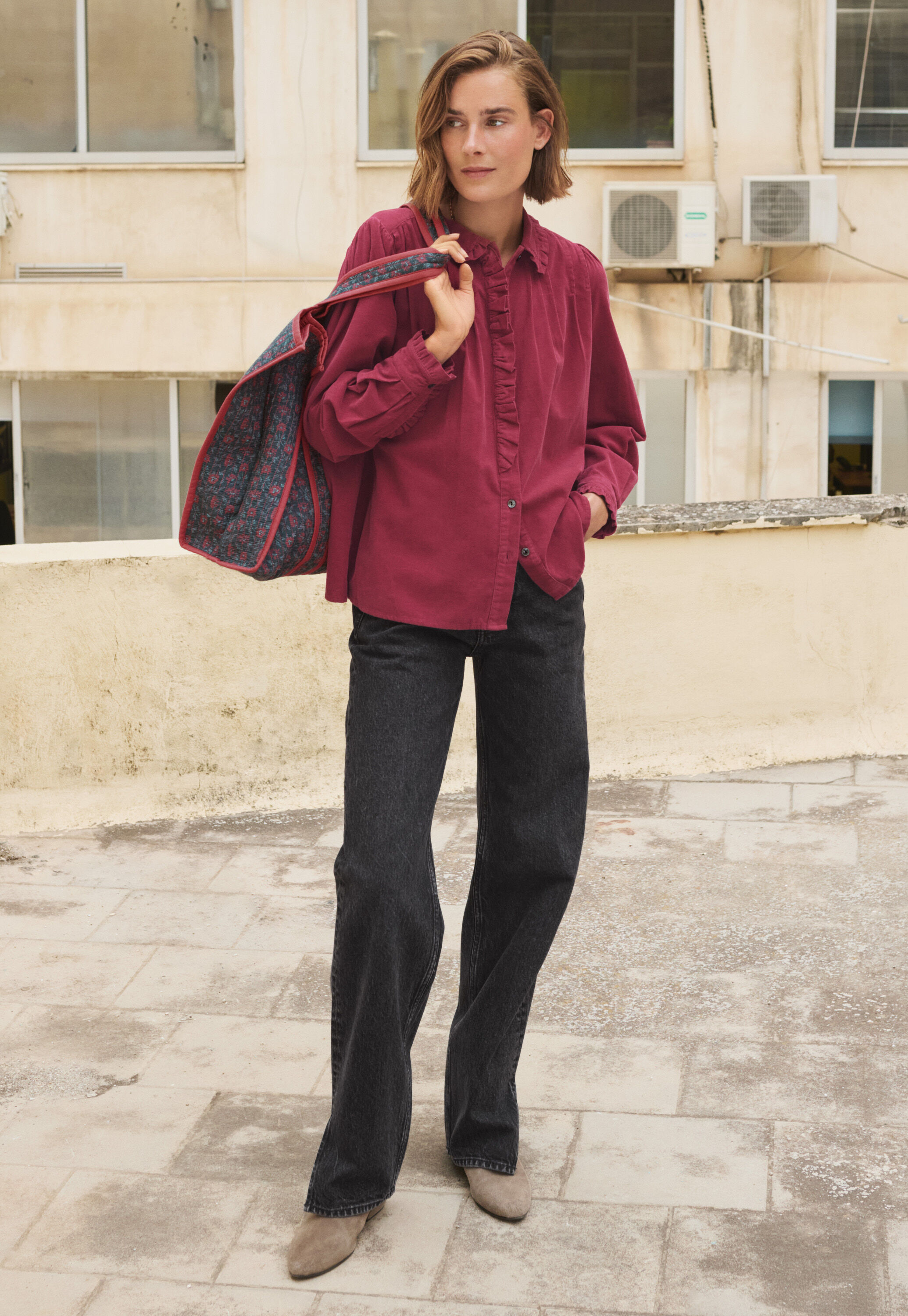 Cord pleated blouse
