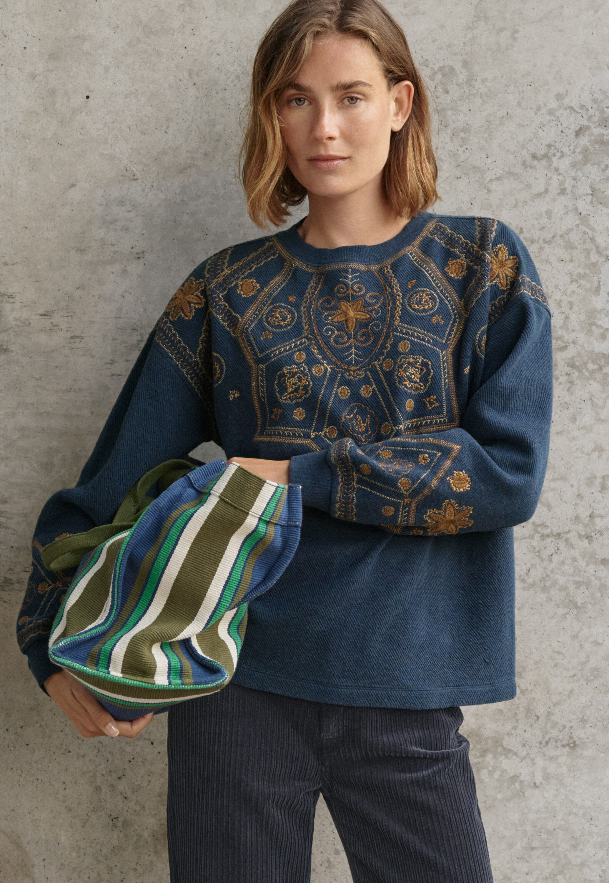 Reverse-striped sweater
