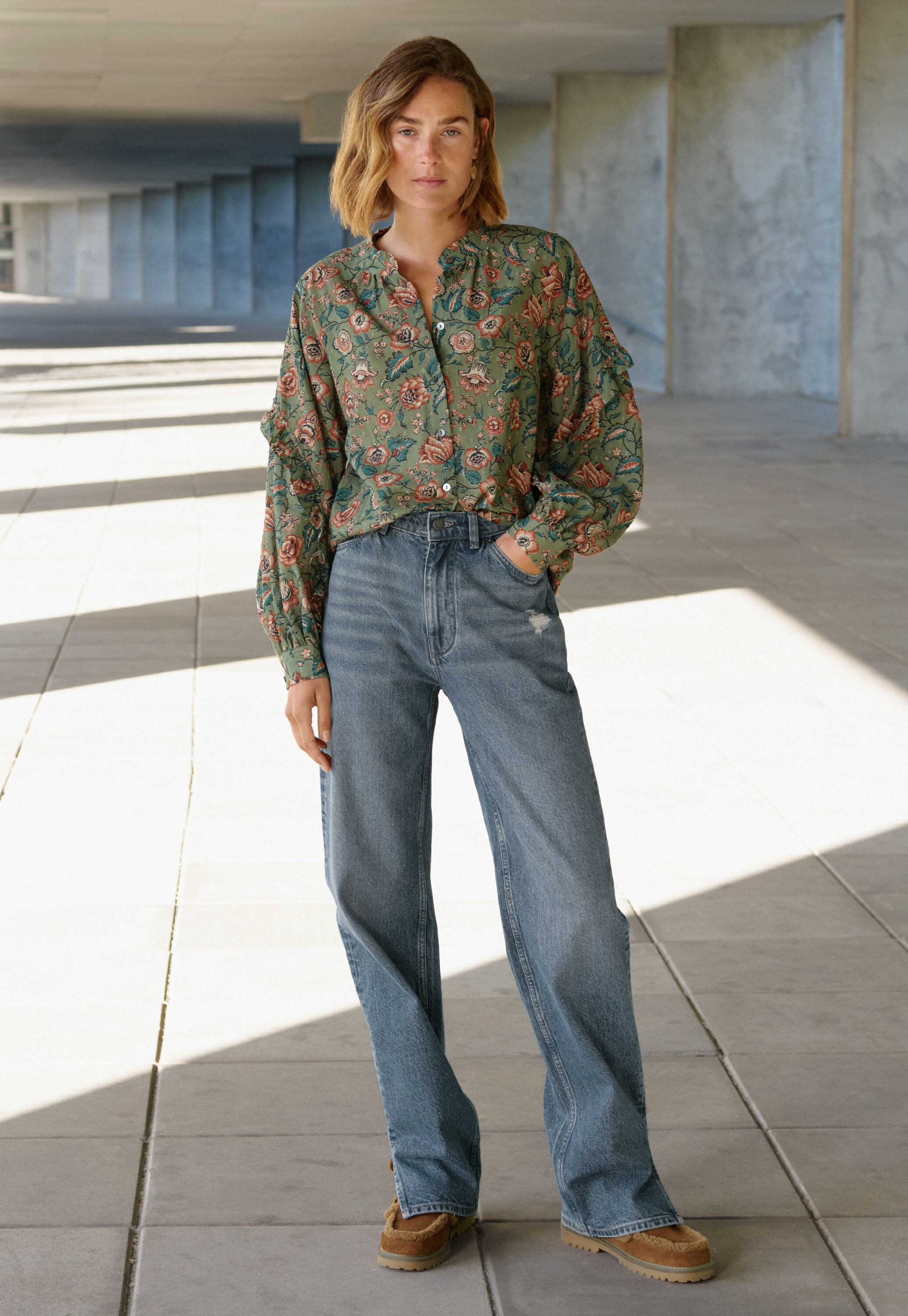 Printed Swiss-dot blouse