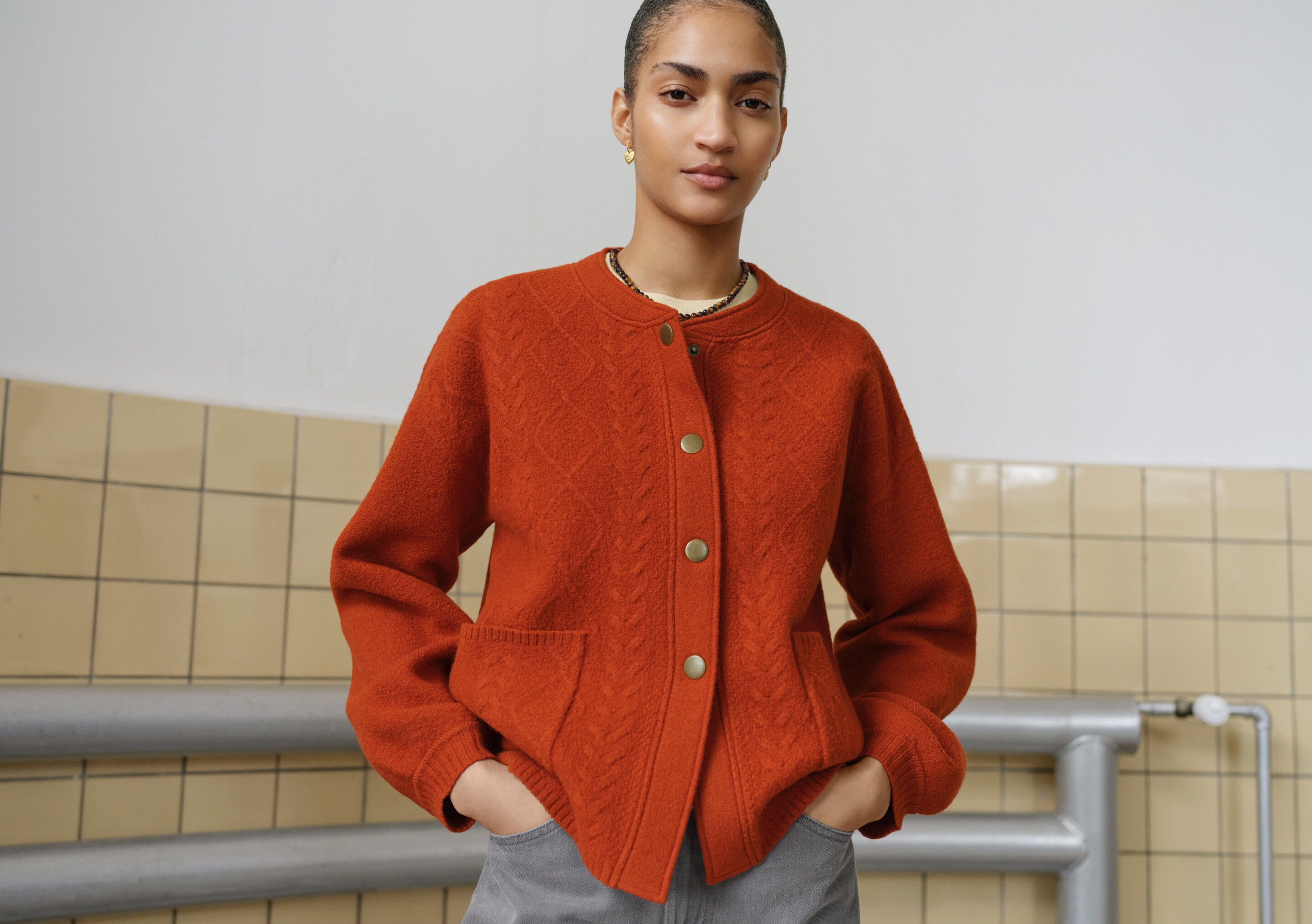 Reverse-striped sweater
