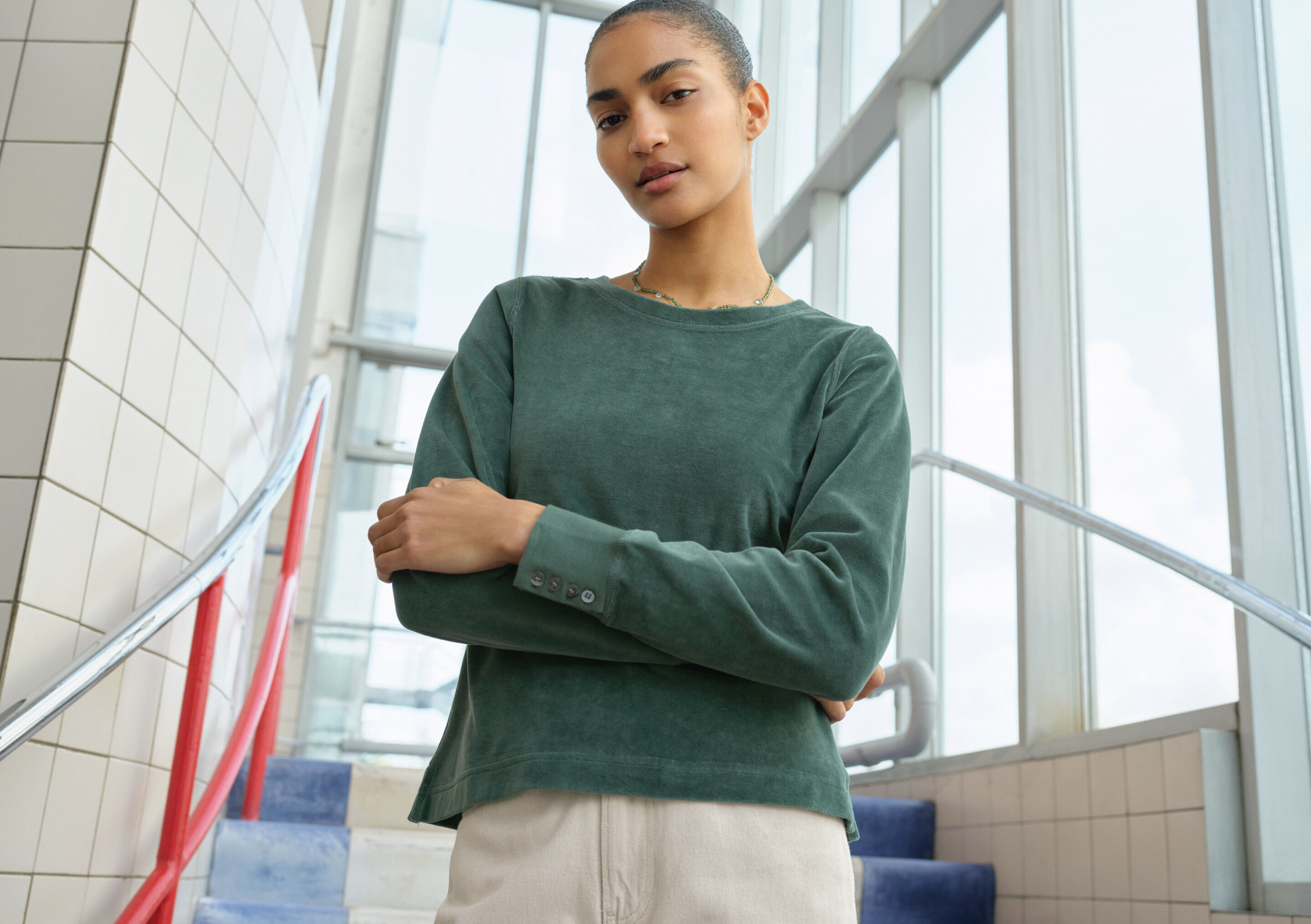 Reverse-striped sweater