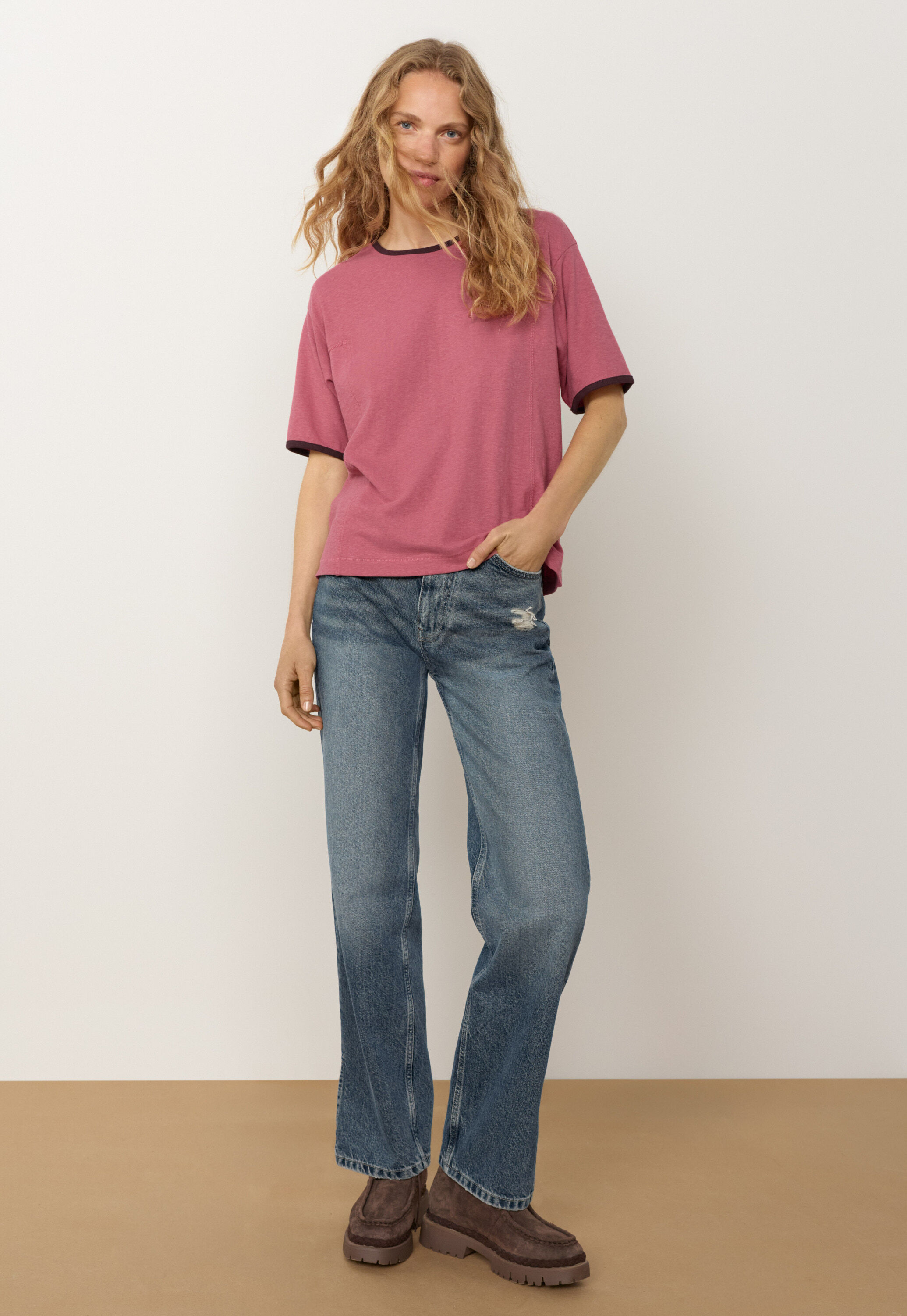 Split-hem jeans, Marine blue, large