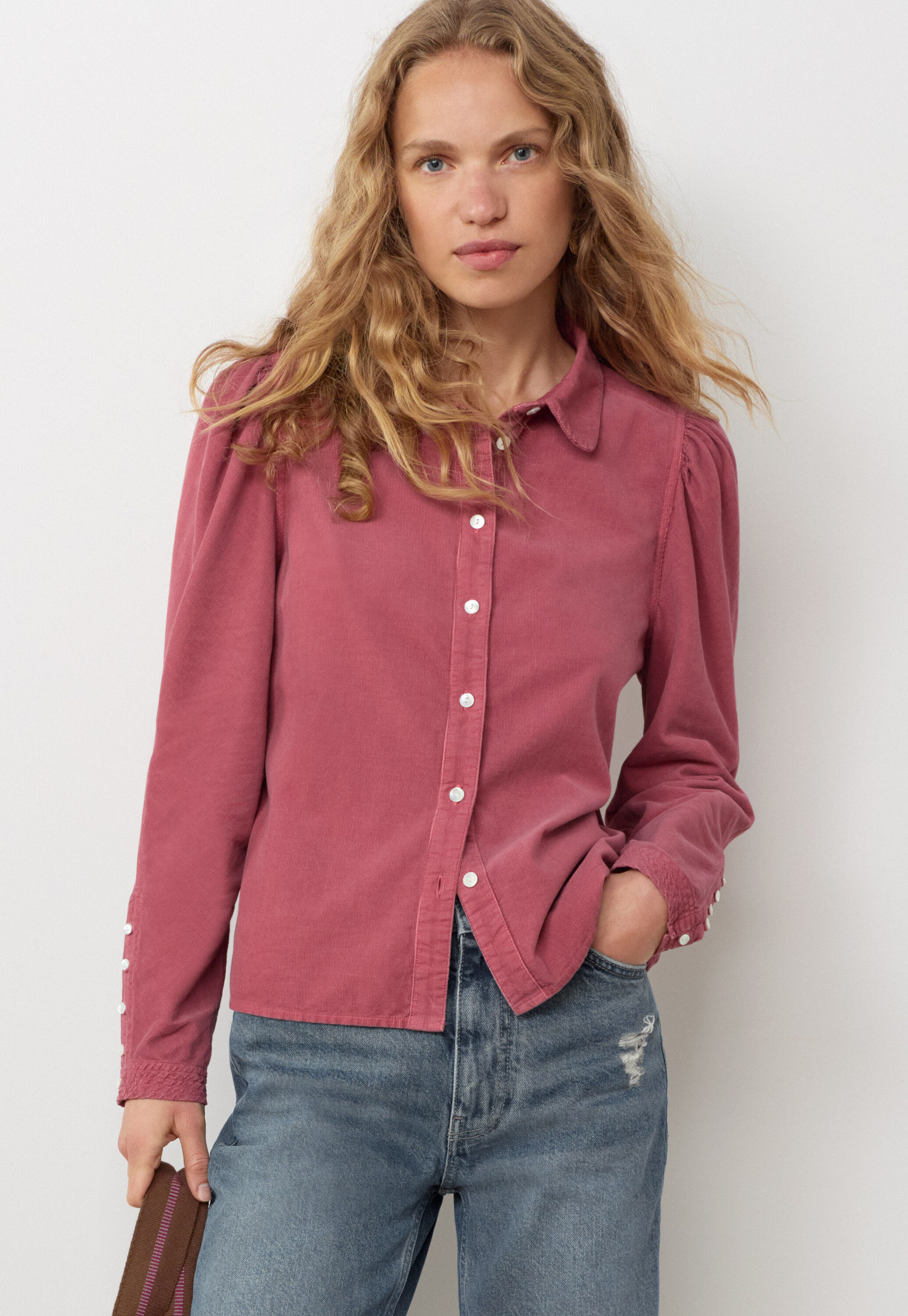 Button-through cord blouse