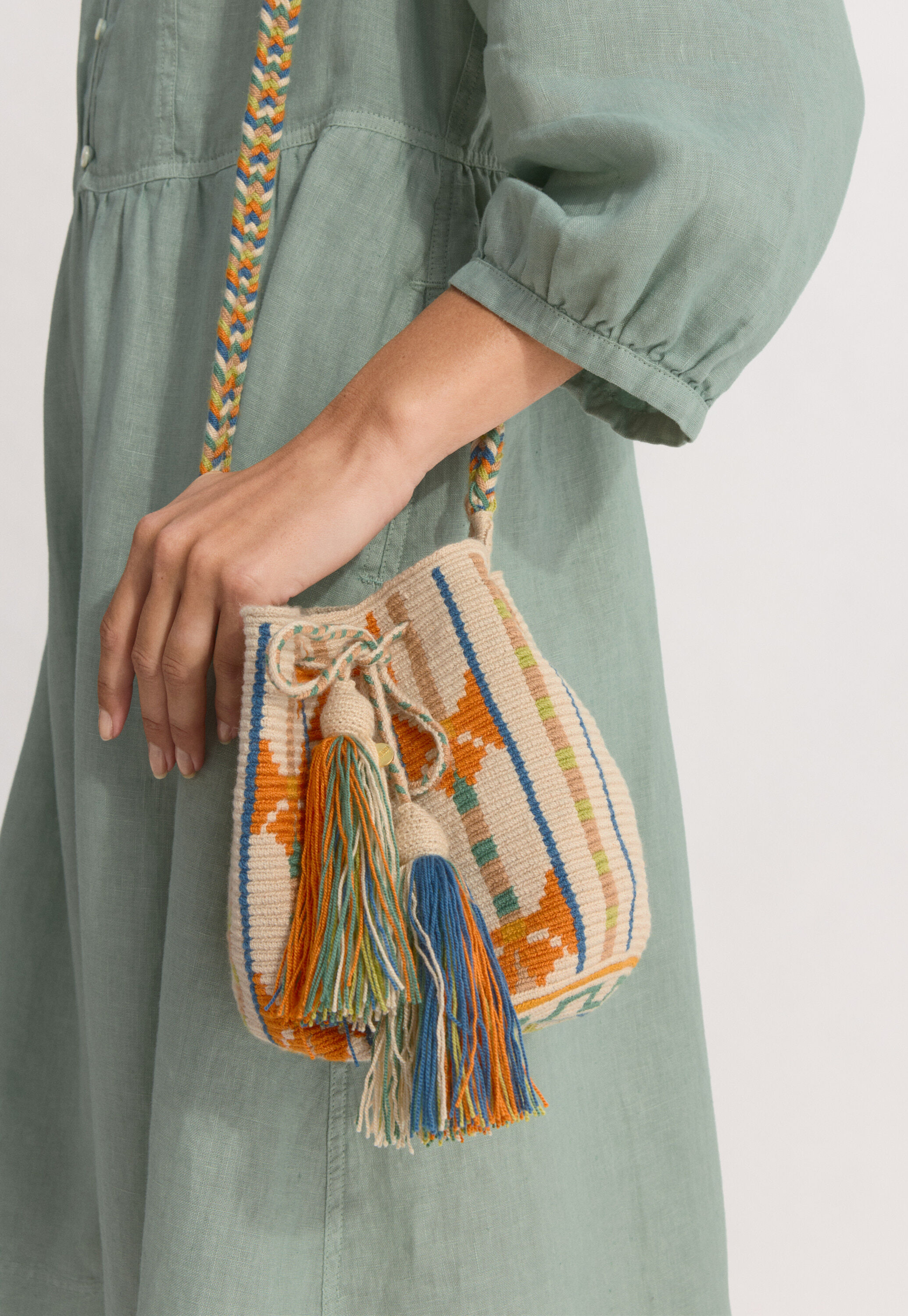 Crossbody bag, Ecru orange, large