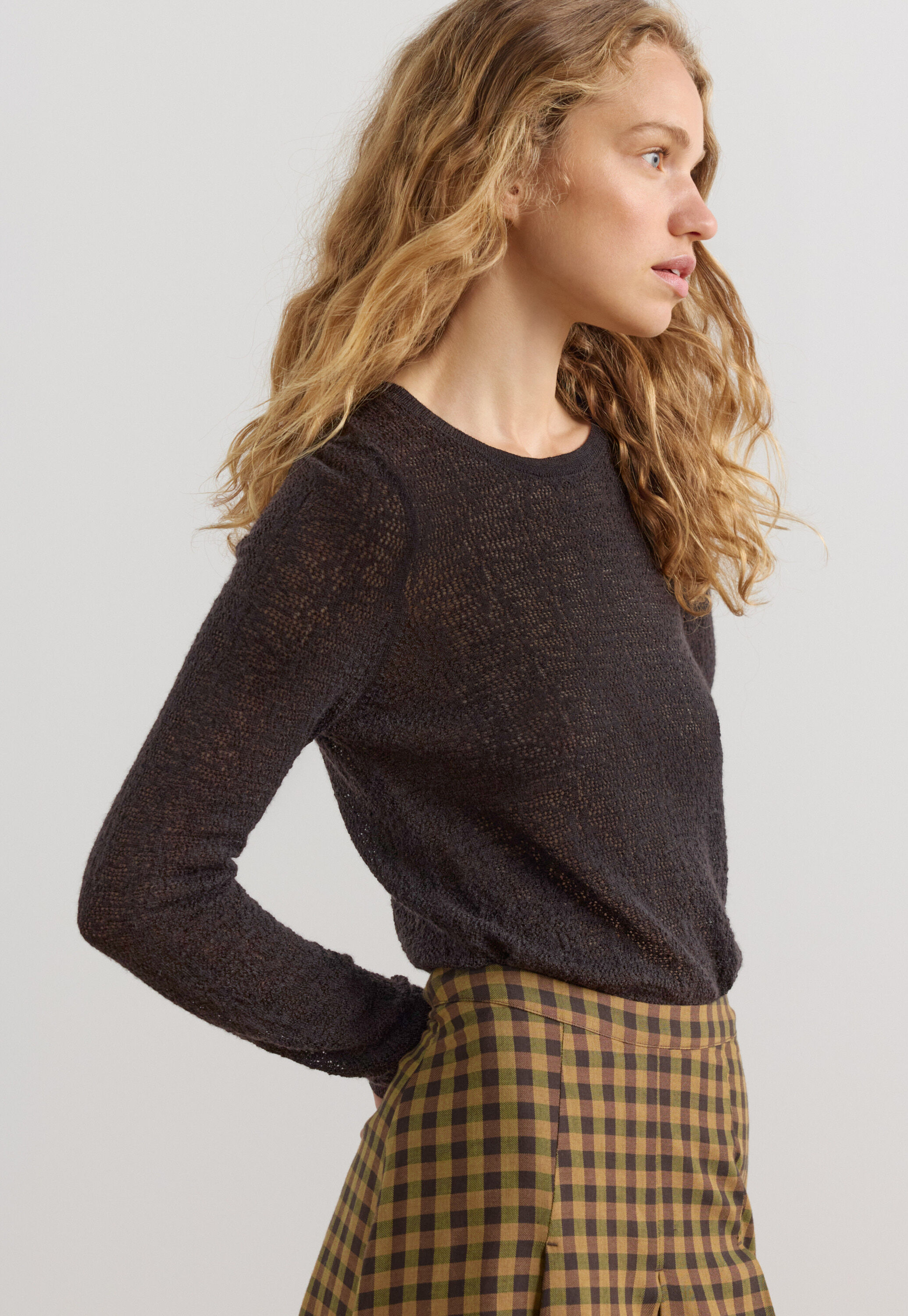 Lace-stitch sweater