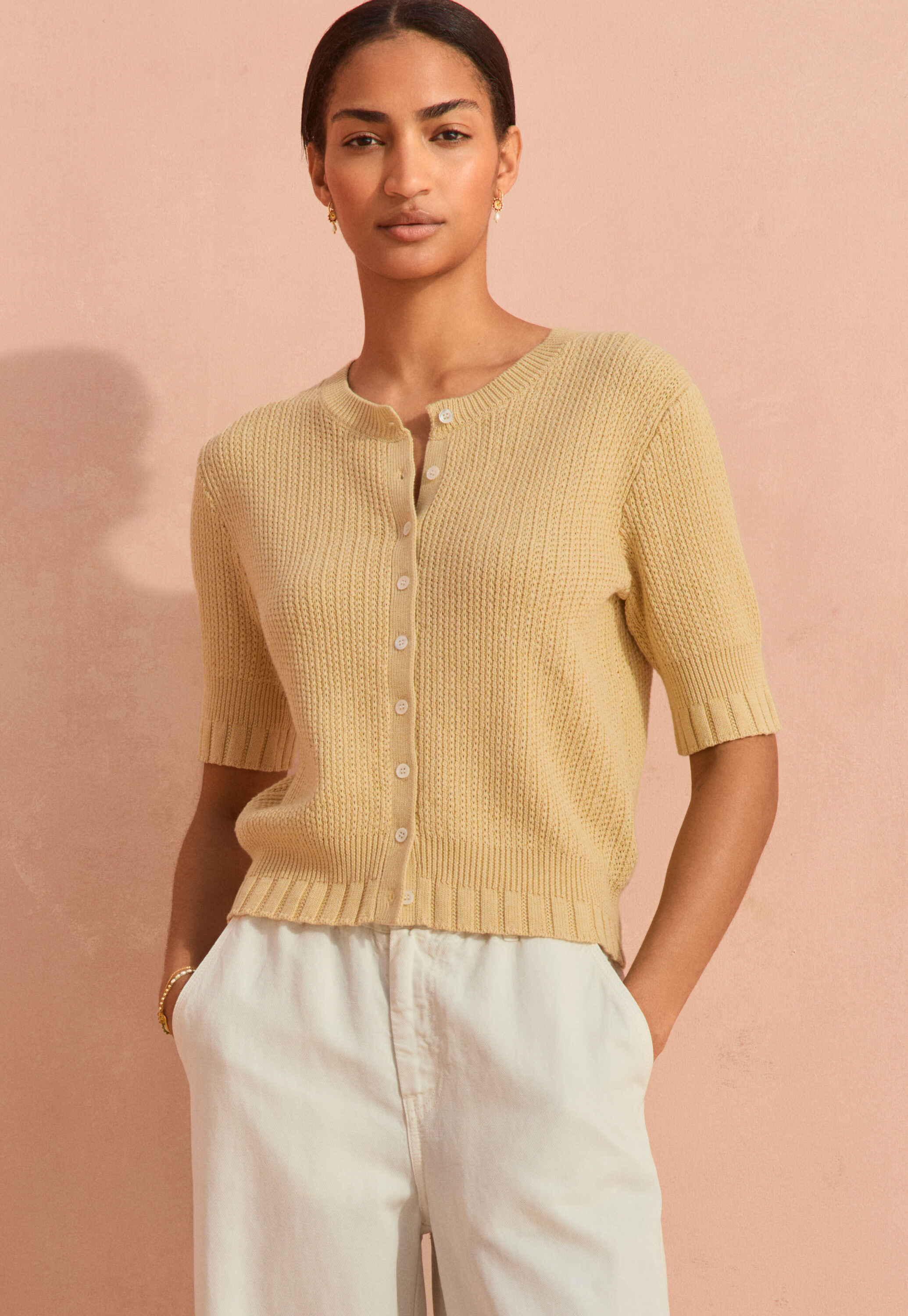 Lace-stitch sweater