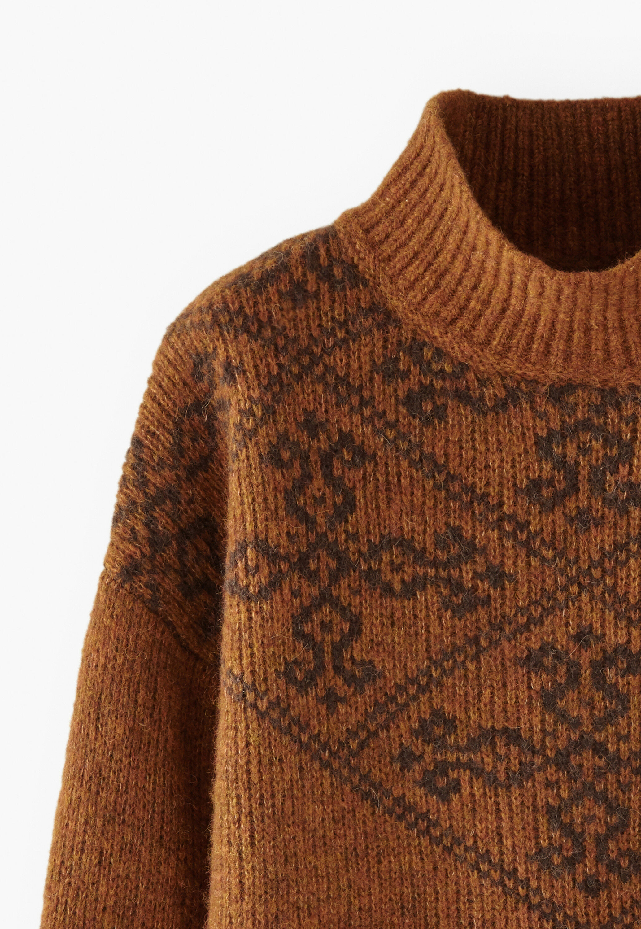 Jacquard sweater, Copper coffee, large