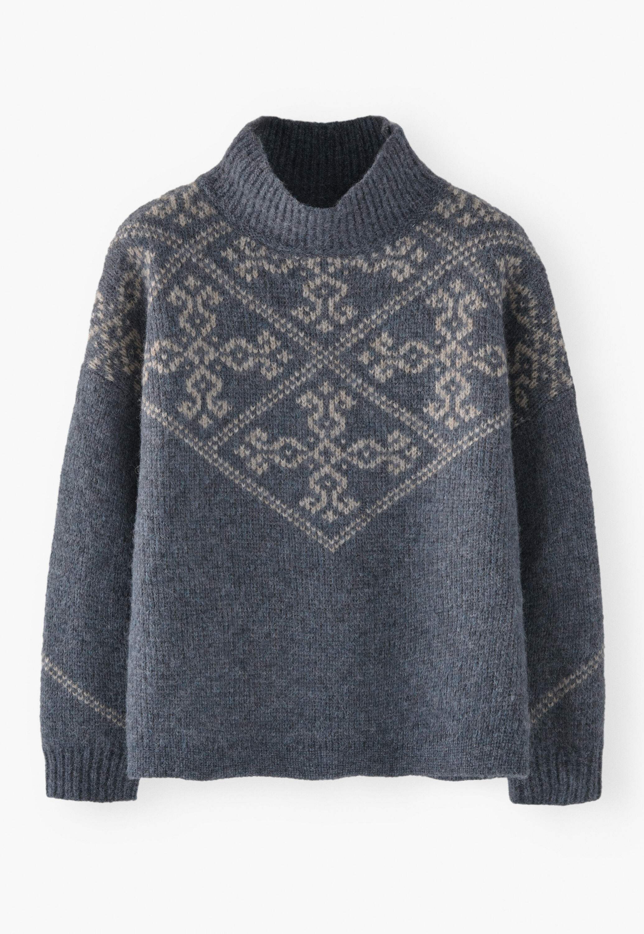 Jacquard sweater, Blue slate mink, large