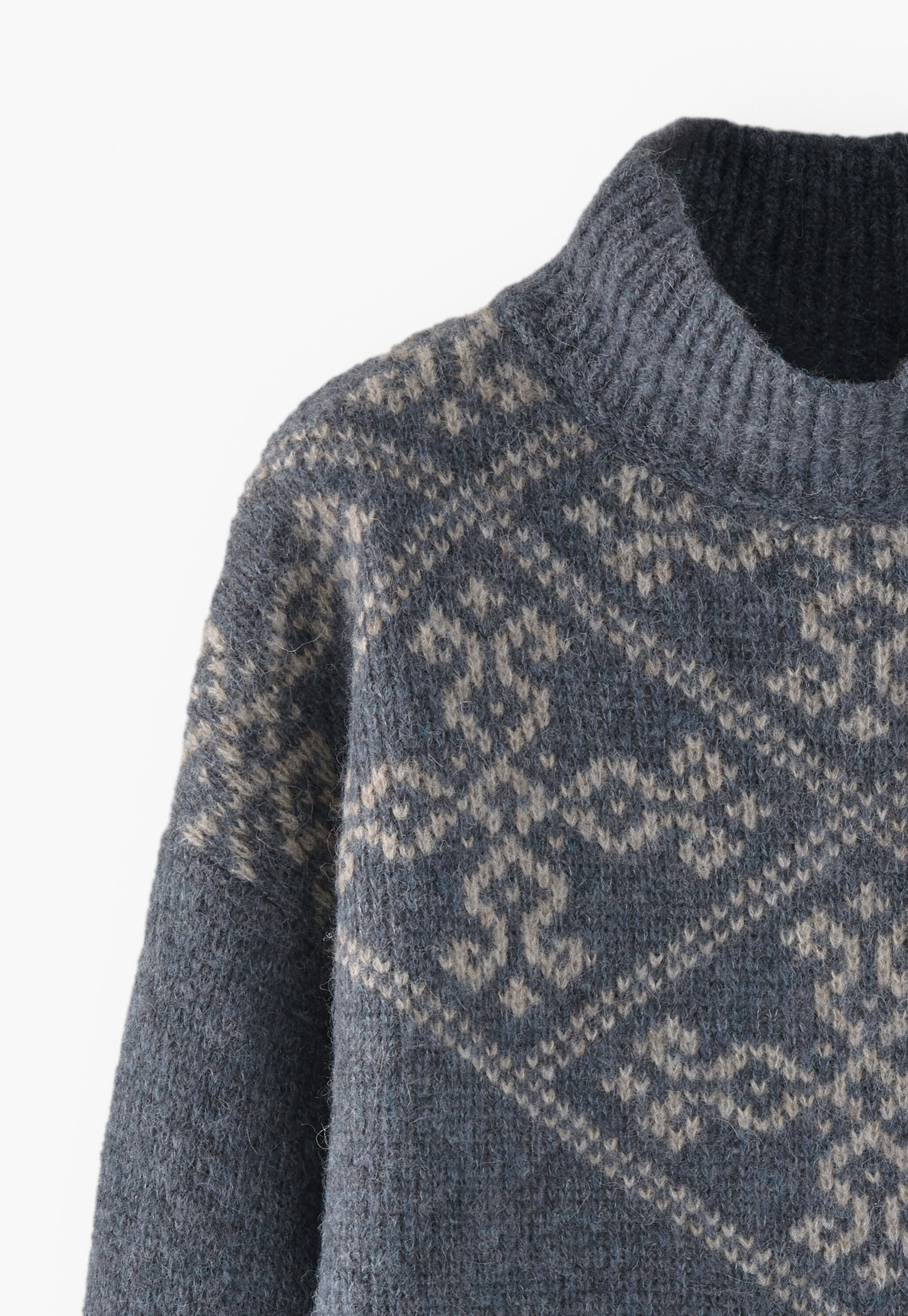 Jacquard sweater, Blue slate mink, large