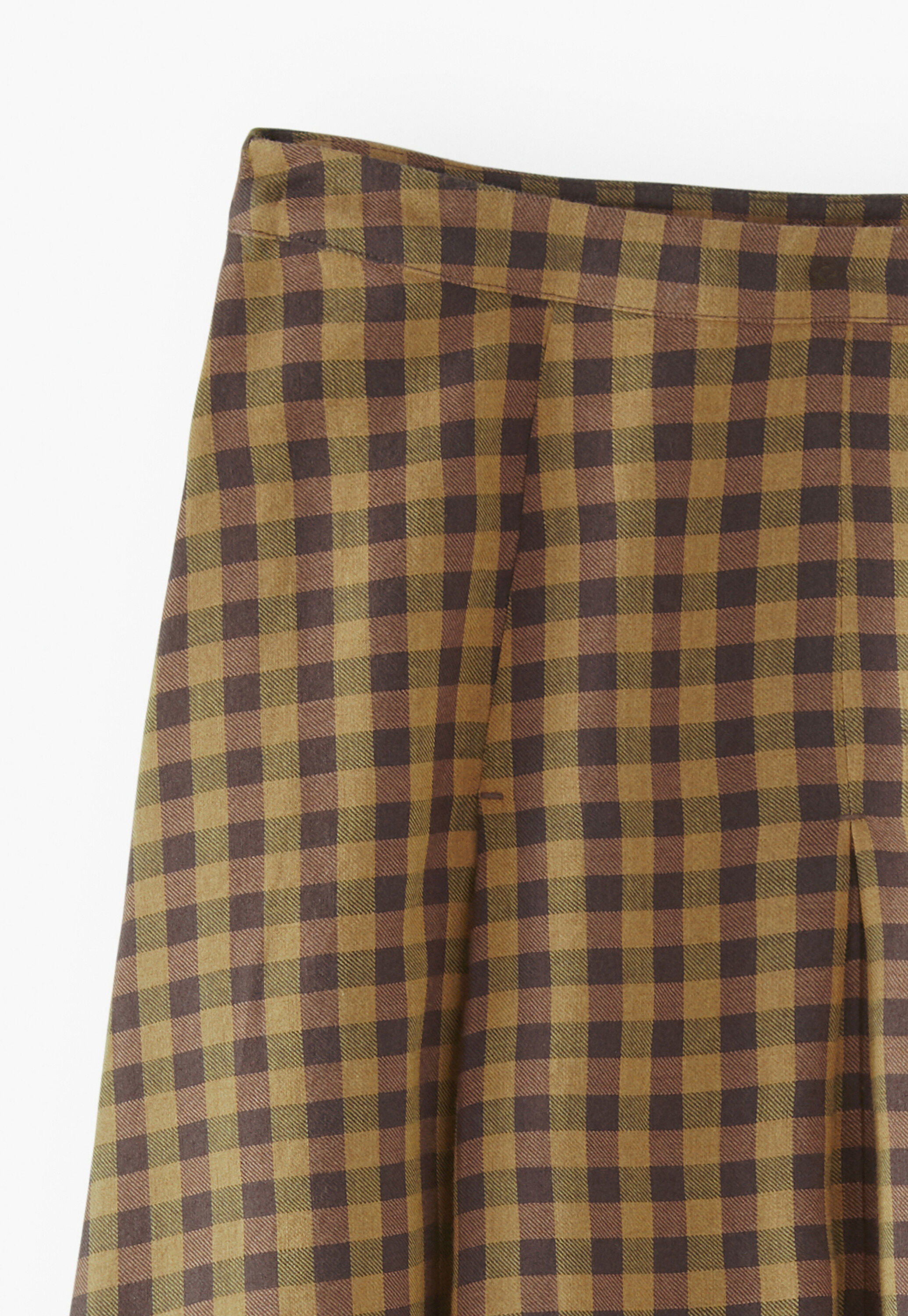 Gingham check skirt, Sepia coffee, large