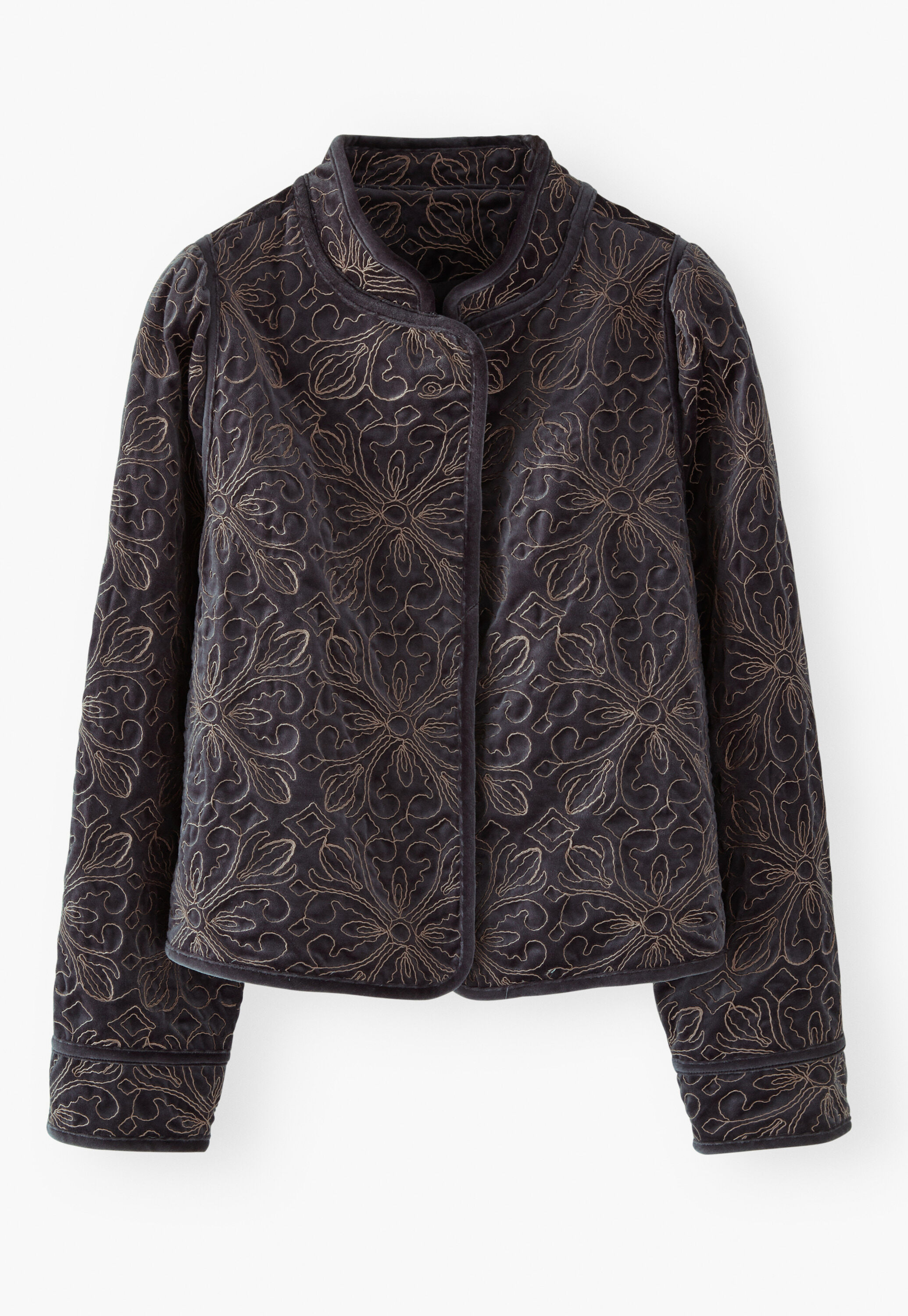 Embroidered velvet jacket, Charcoal, large