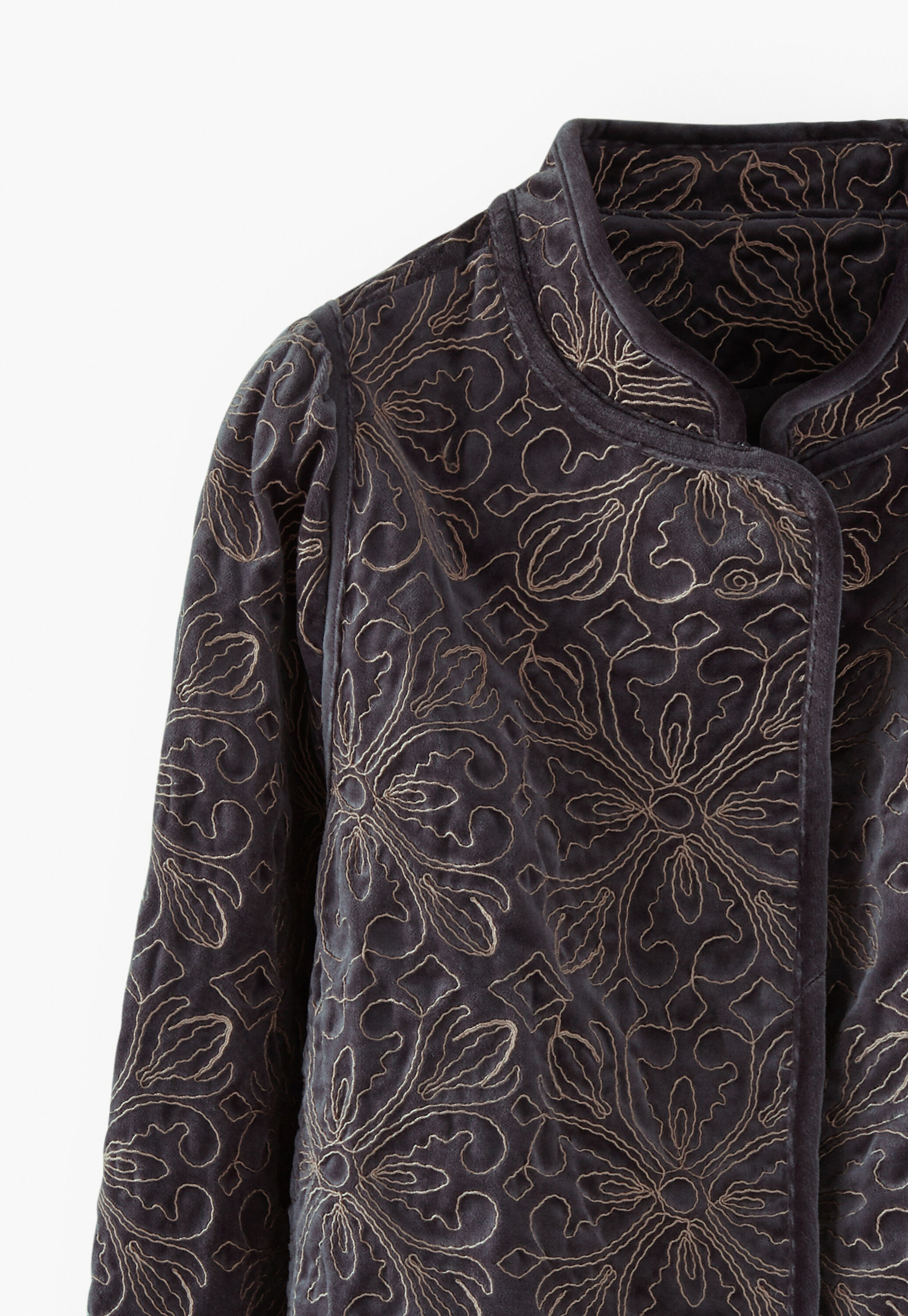 Embroidered velvet jacket, Charcoal, large