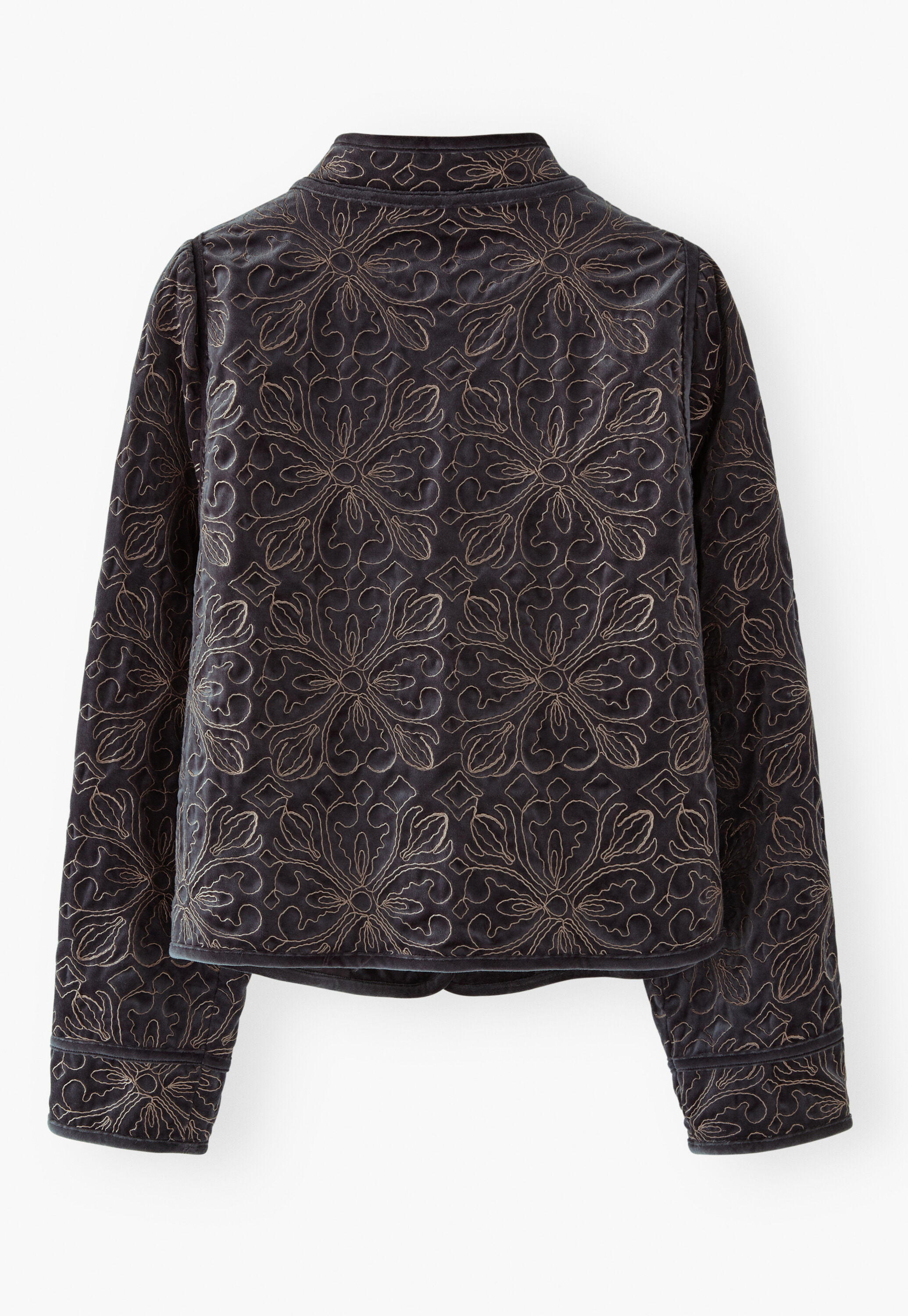 Embroidered velvet jacket, Charcoal, large