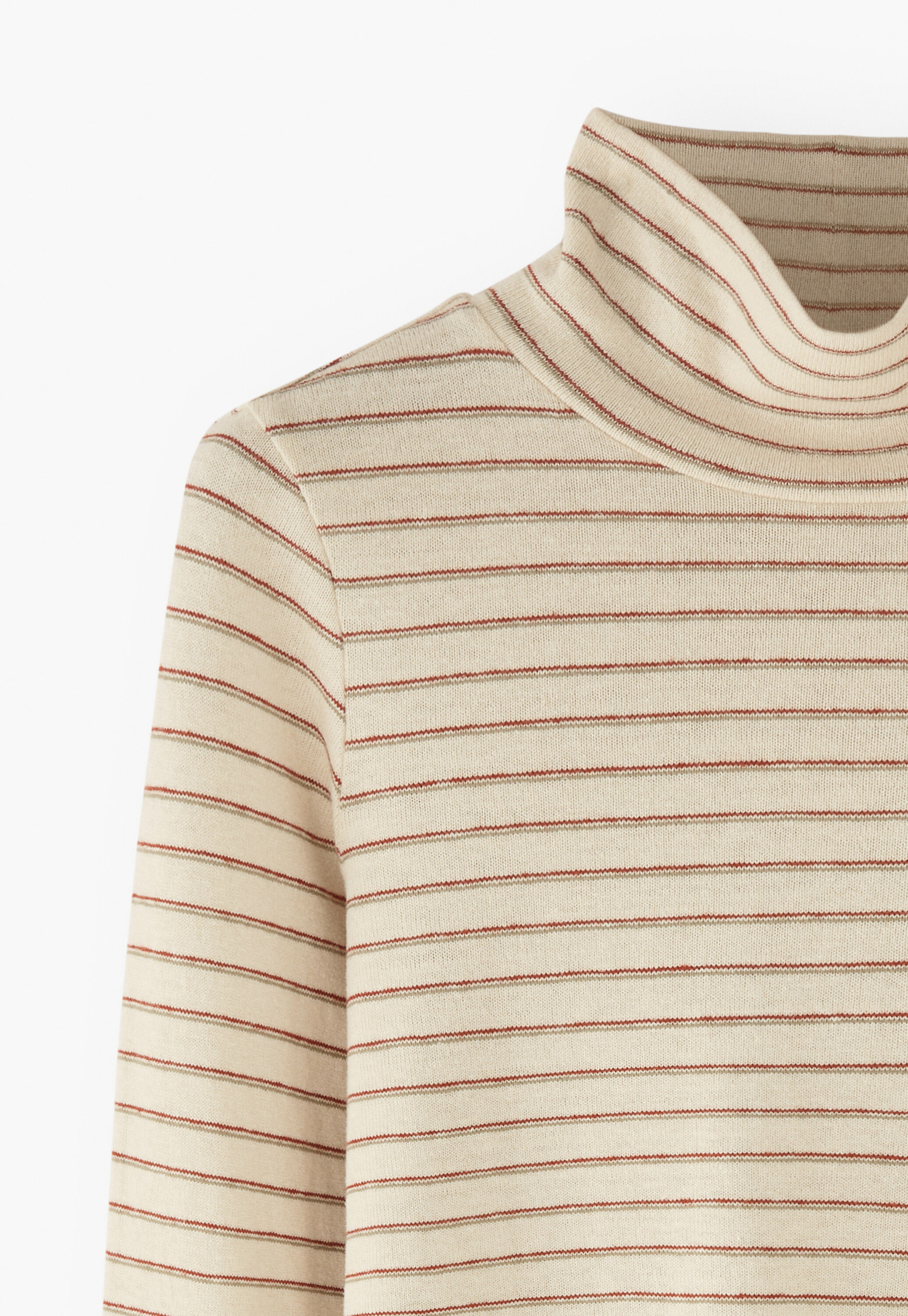 Striped roll neck, Ivory sage, large